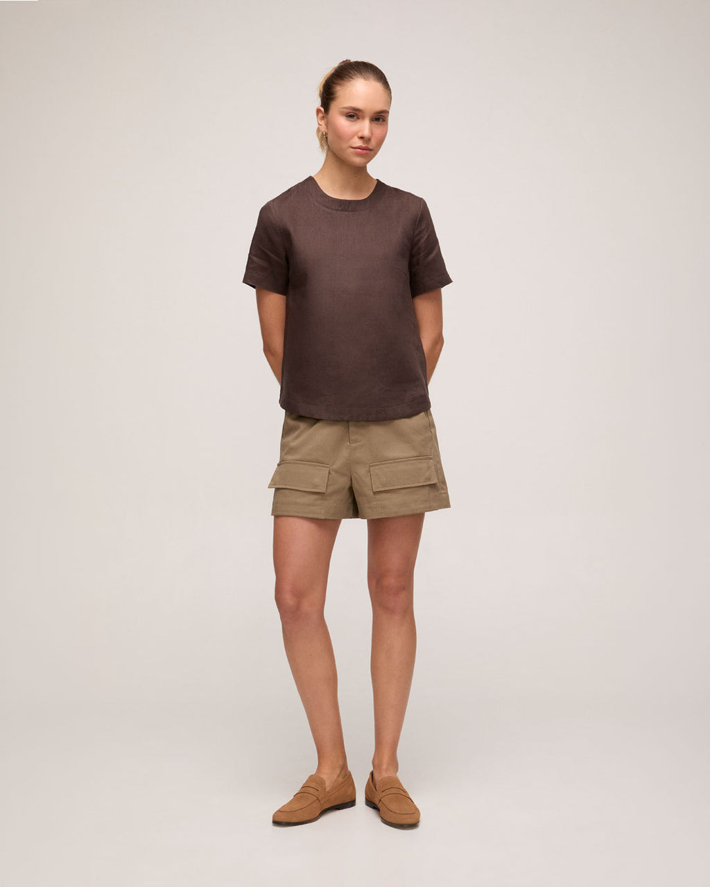 Camiseta Em Linho - Marrom