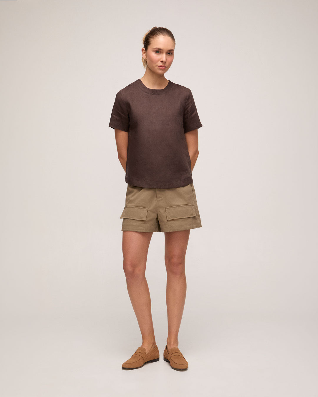 Camiseta Em Linho - Marrom