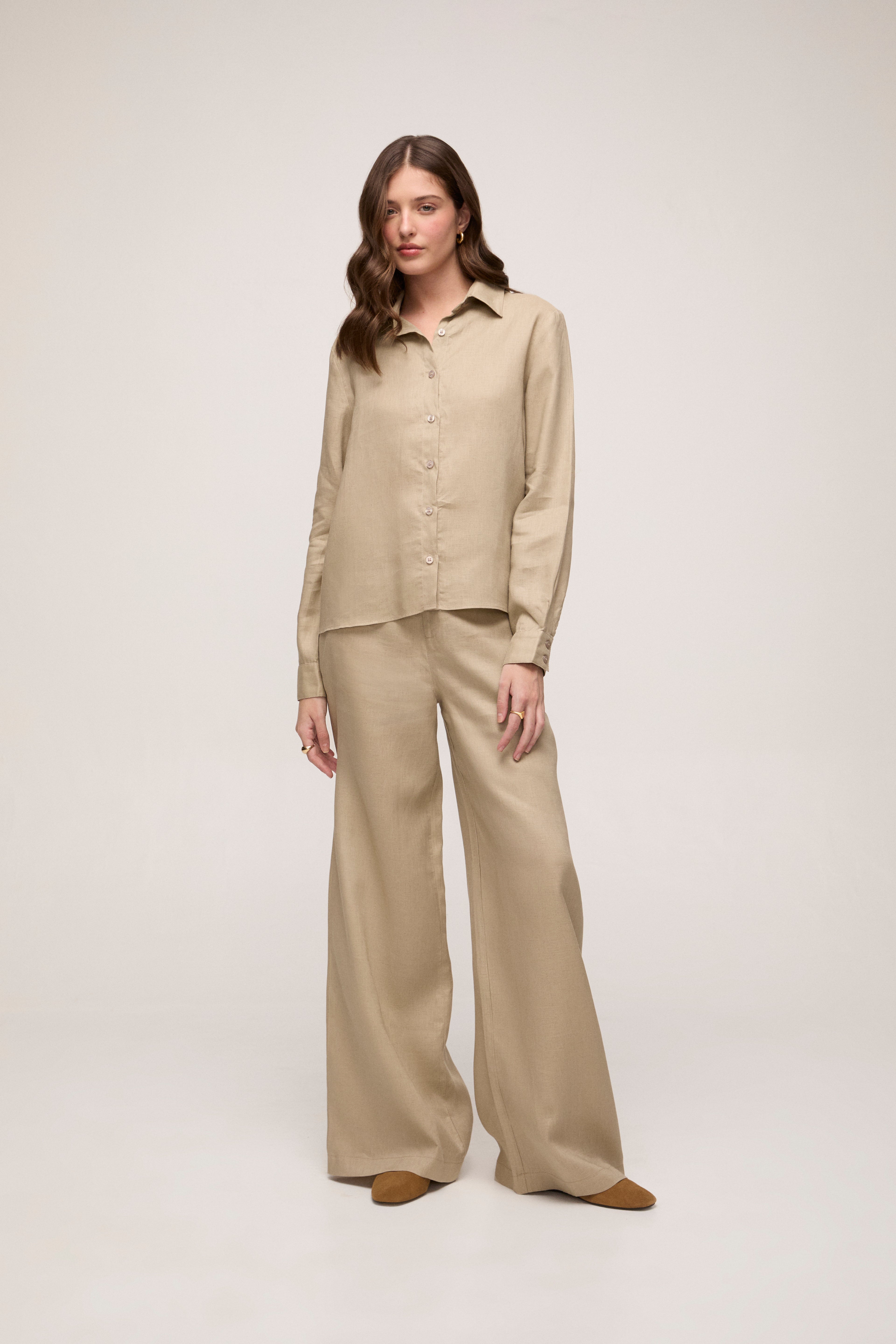 Camisa em Linho - Bege Claro