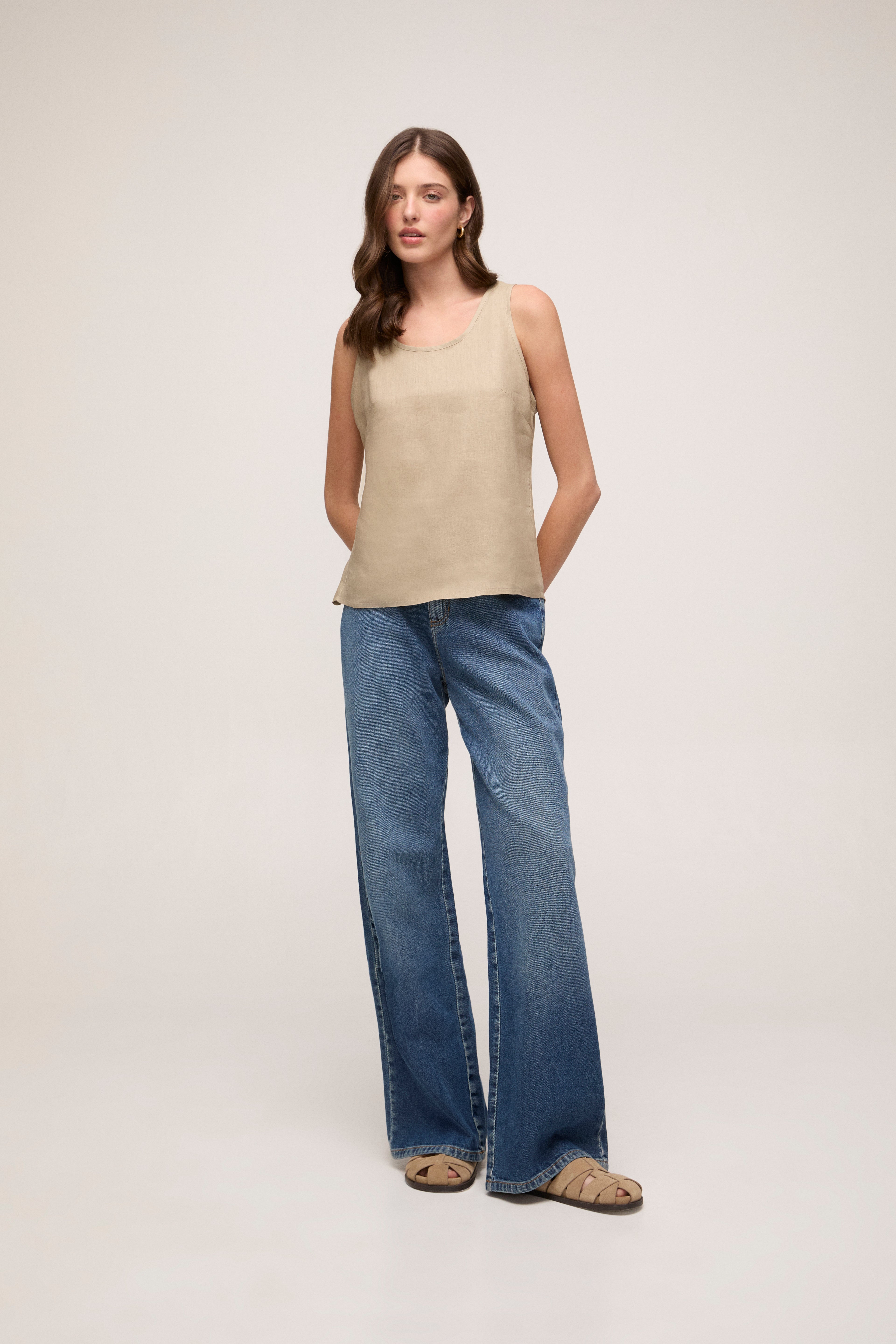 Regata em Linho - Bege Claro