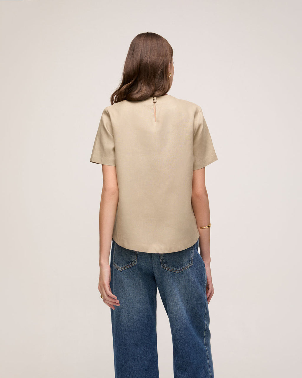 Camiseta em Linho - Bege Claro