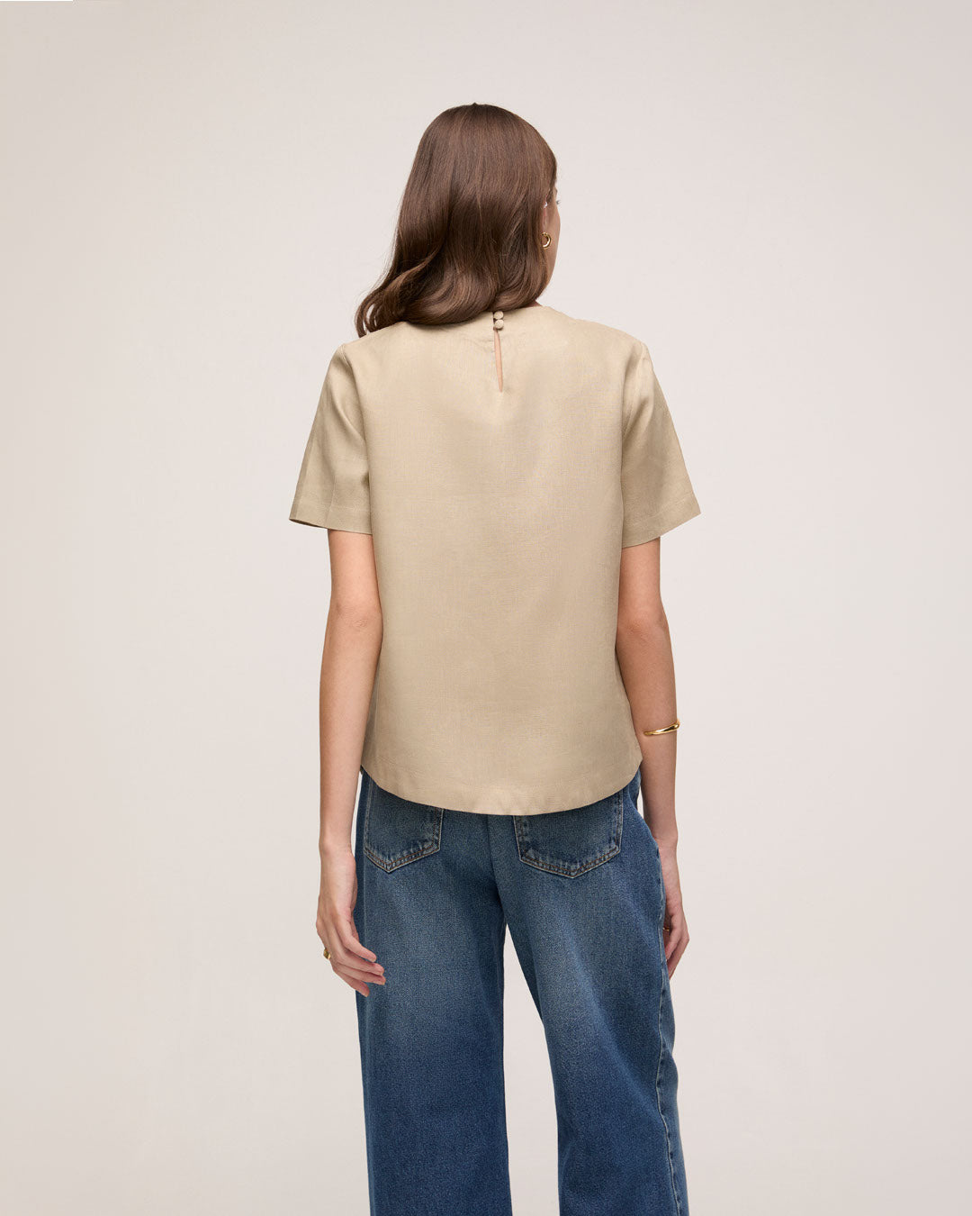 Camiseta em Linho - Bege Claro