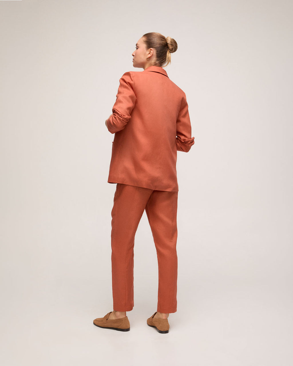 Blazer em Linho Natural - Laranja Queimado