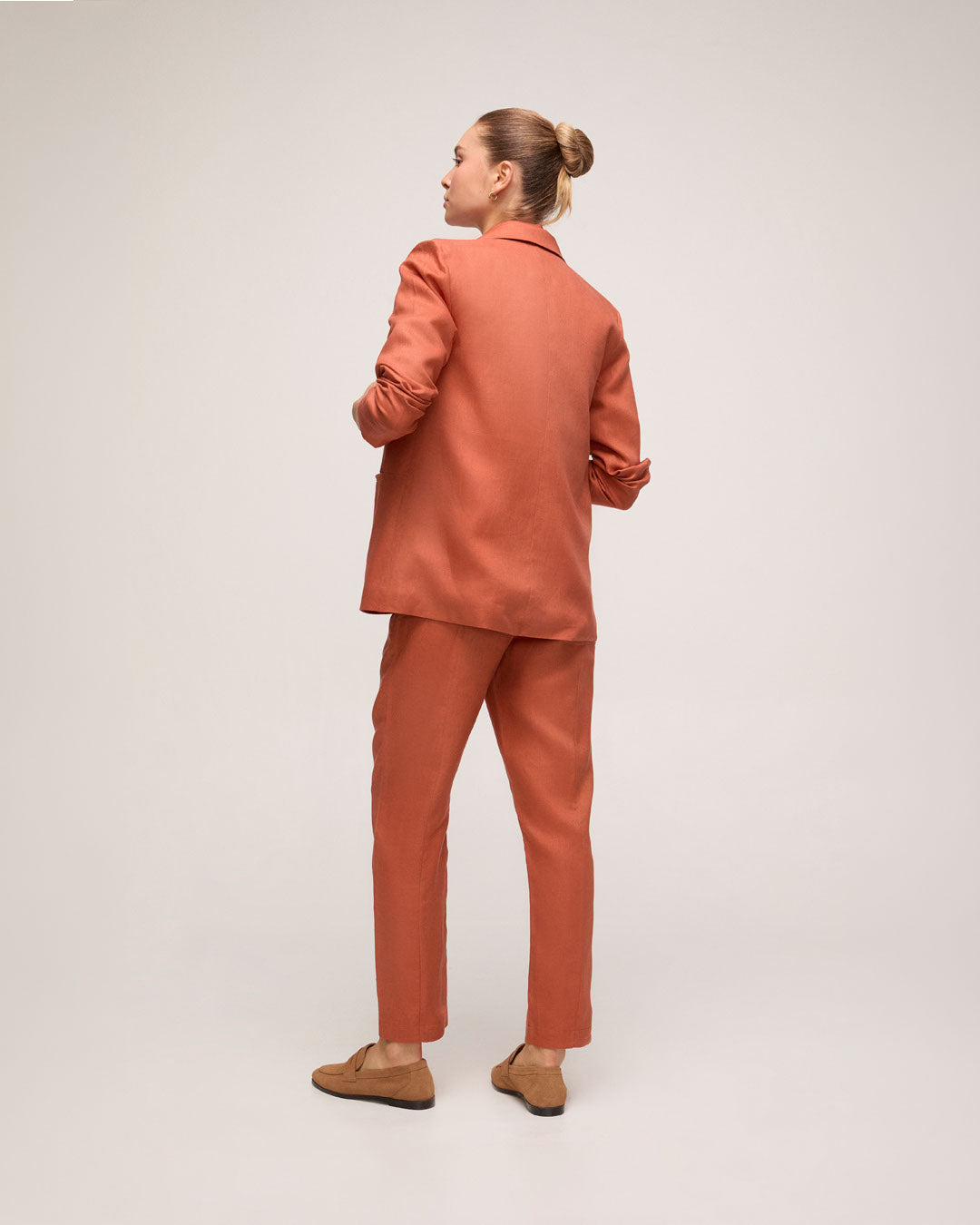 Blazer em Linho Natural - Laranja Queimado