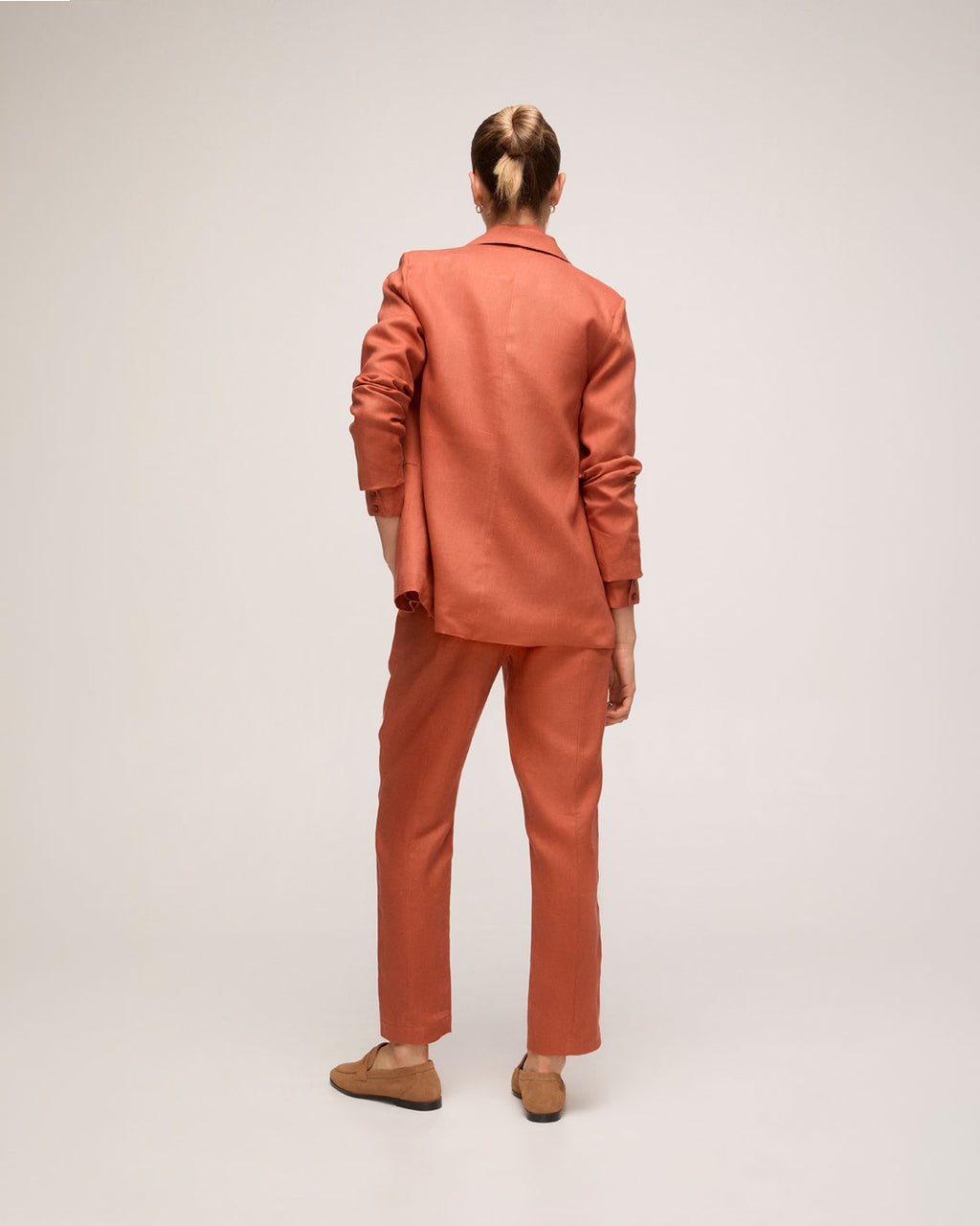 Blazer em Linho Natural - Laranja Queimado