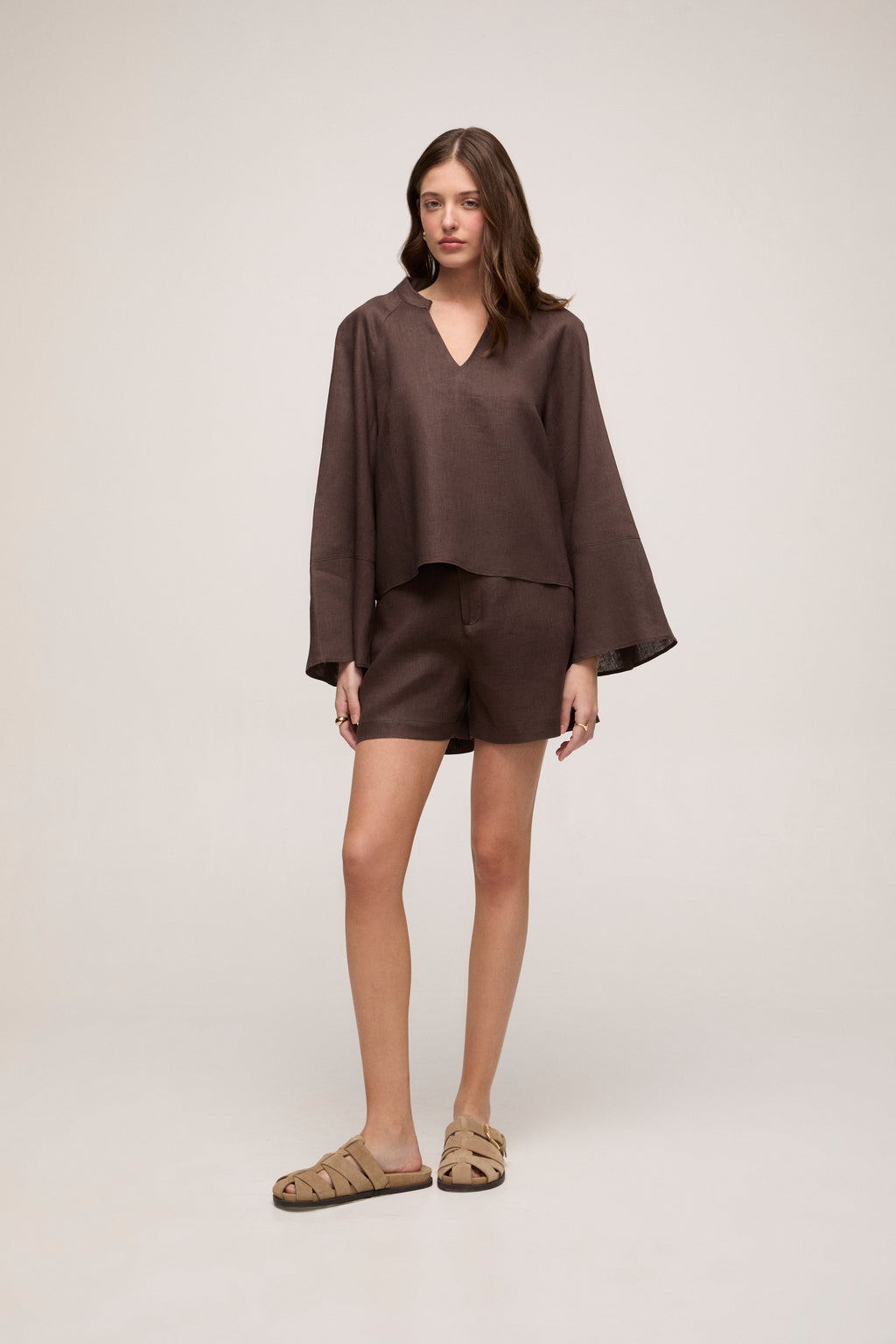 Blusa em Linho - Marrom
