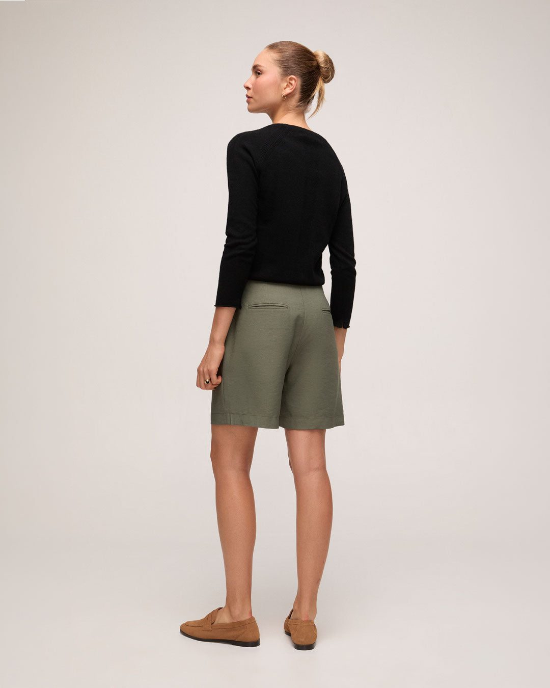 Suéter 100% cashmere gola U - Preto