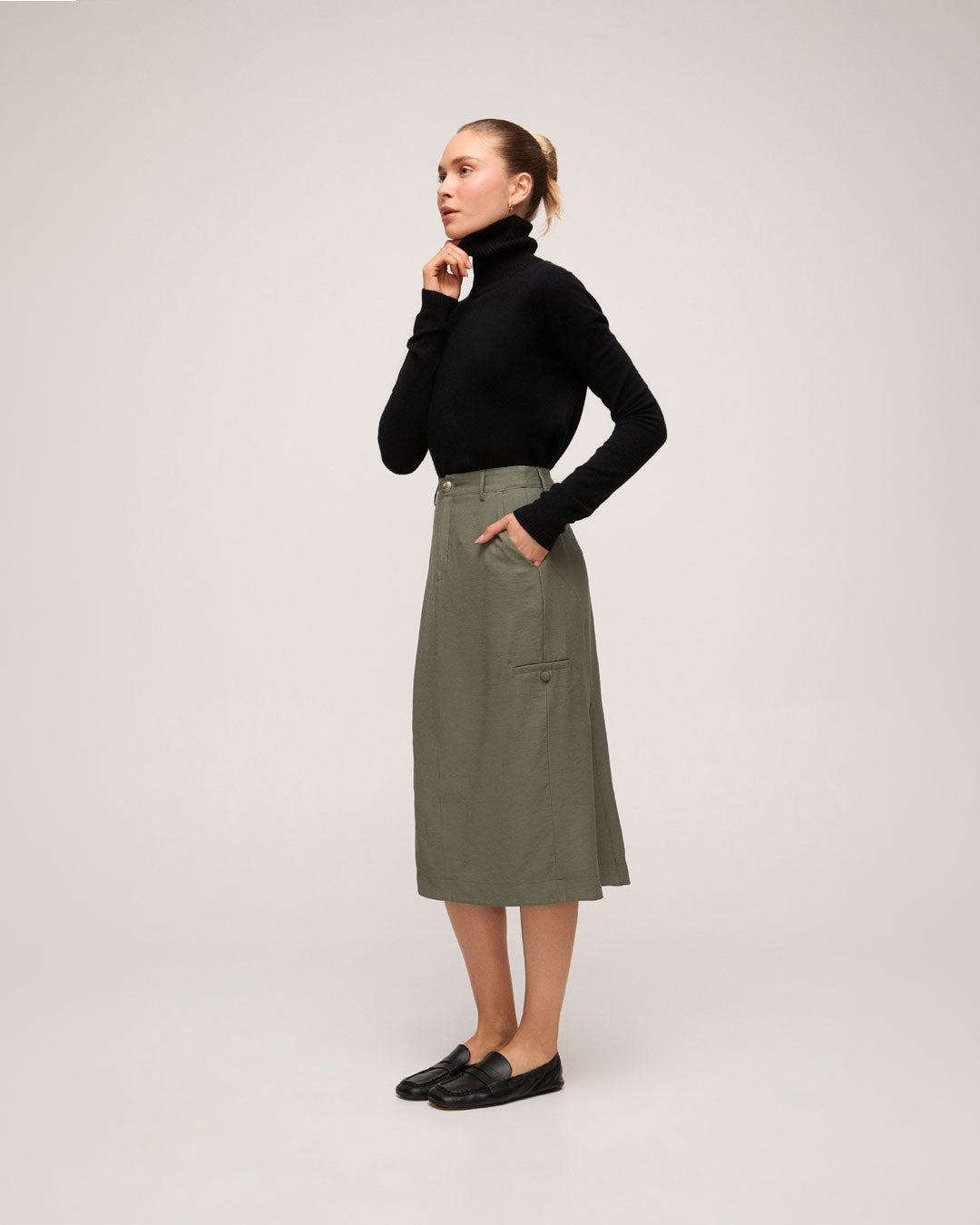 Suéter 100% cashmere gola alta - Preto