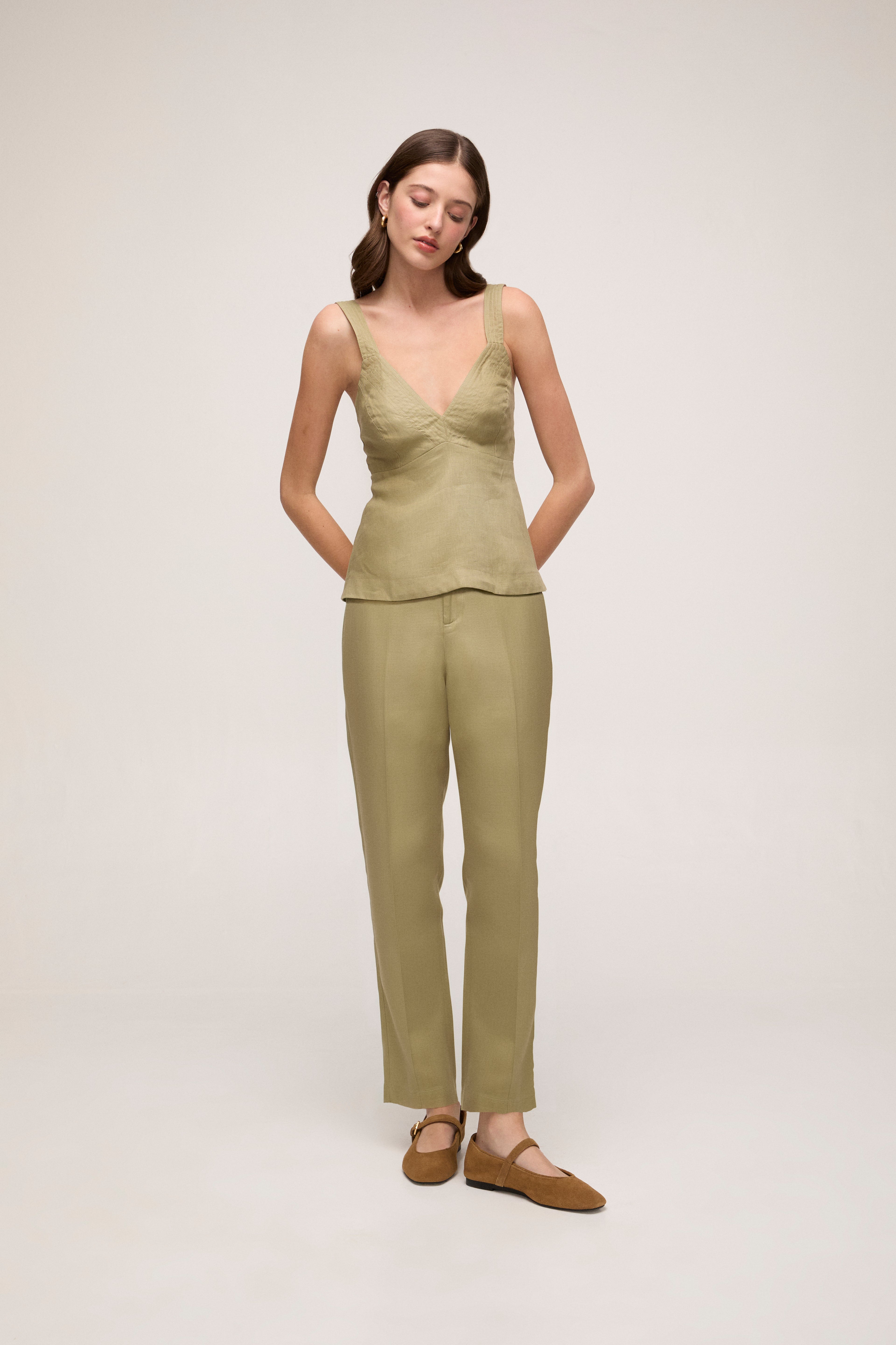 Blusa em Linho - Verde Militar