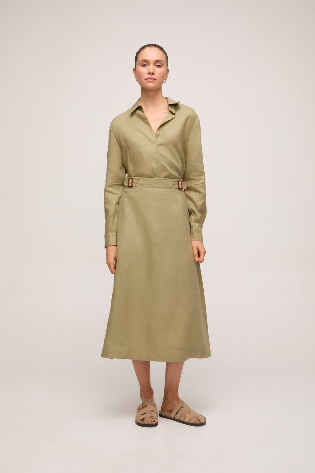 Camisa em Linho - Verde Militar