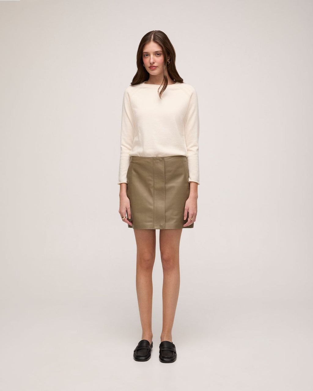 Saia em Couro - Khaki