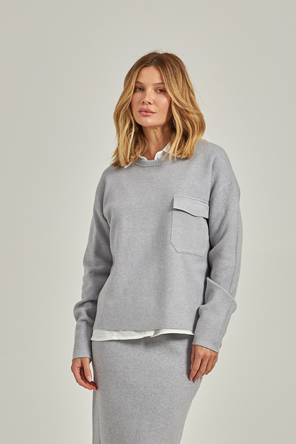 Blusa Tricot -Cinza Mescla