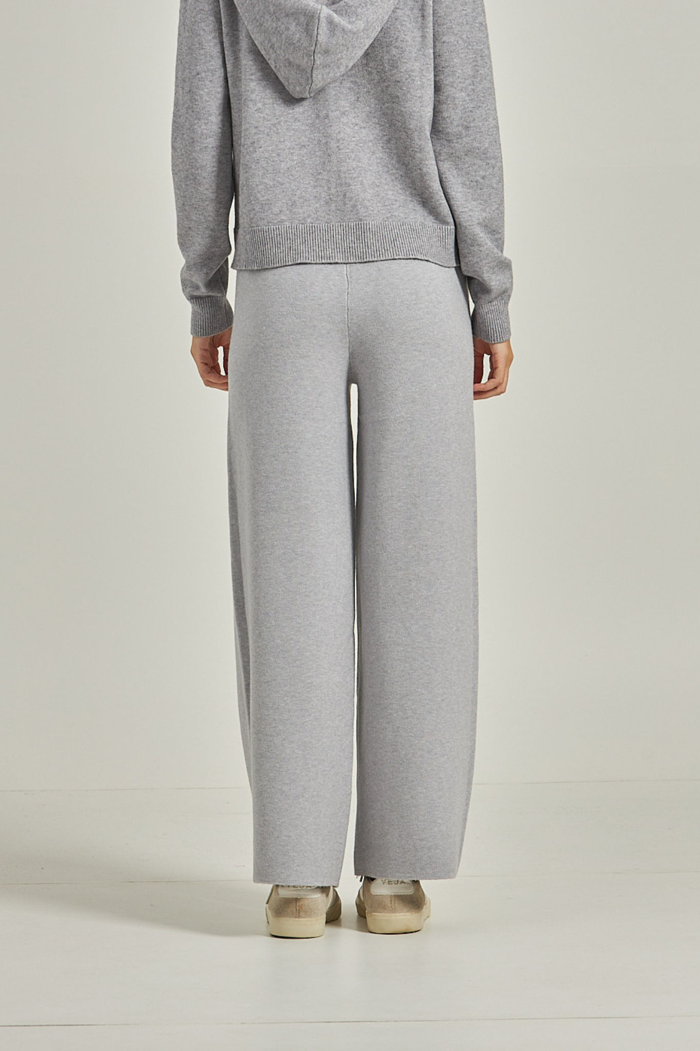 Calça wide tricot - Cinza Mescla