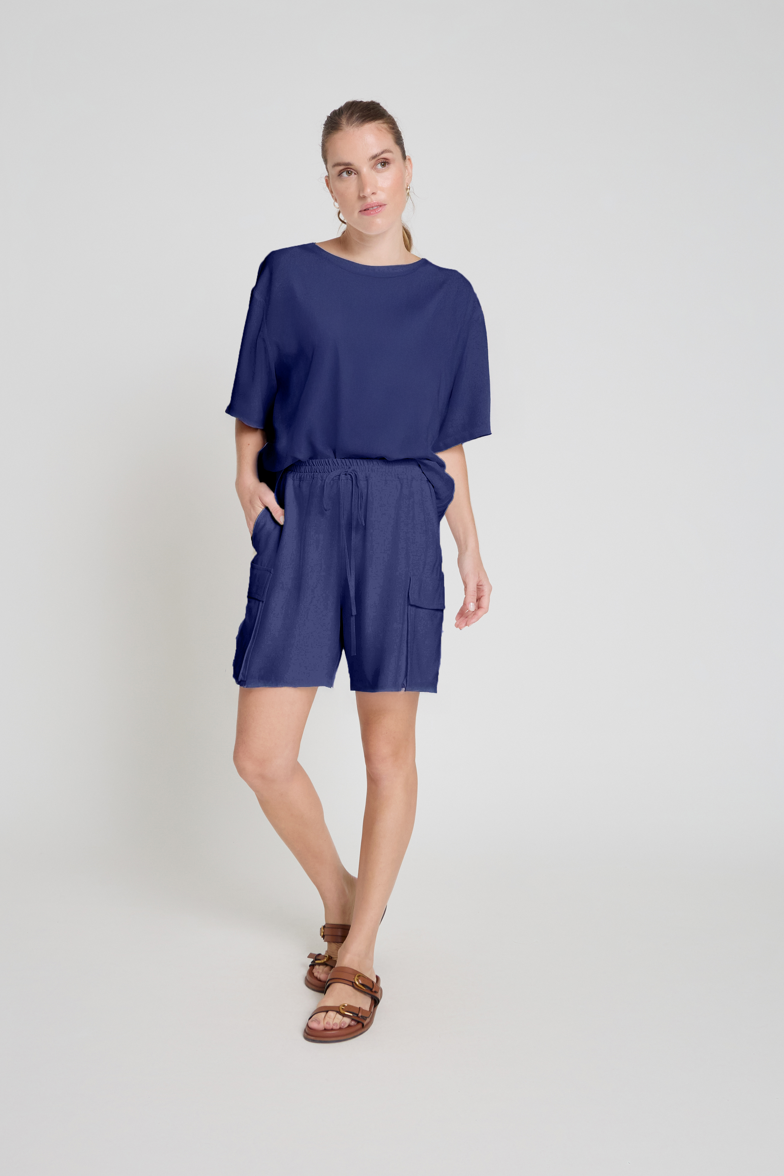 Blusa em crepe - Marinho