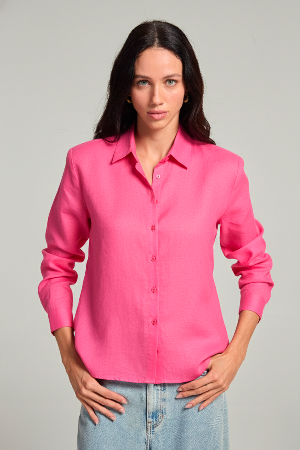 Camisa em linho - Rosa