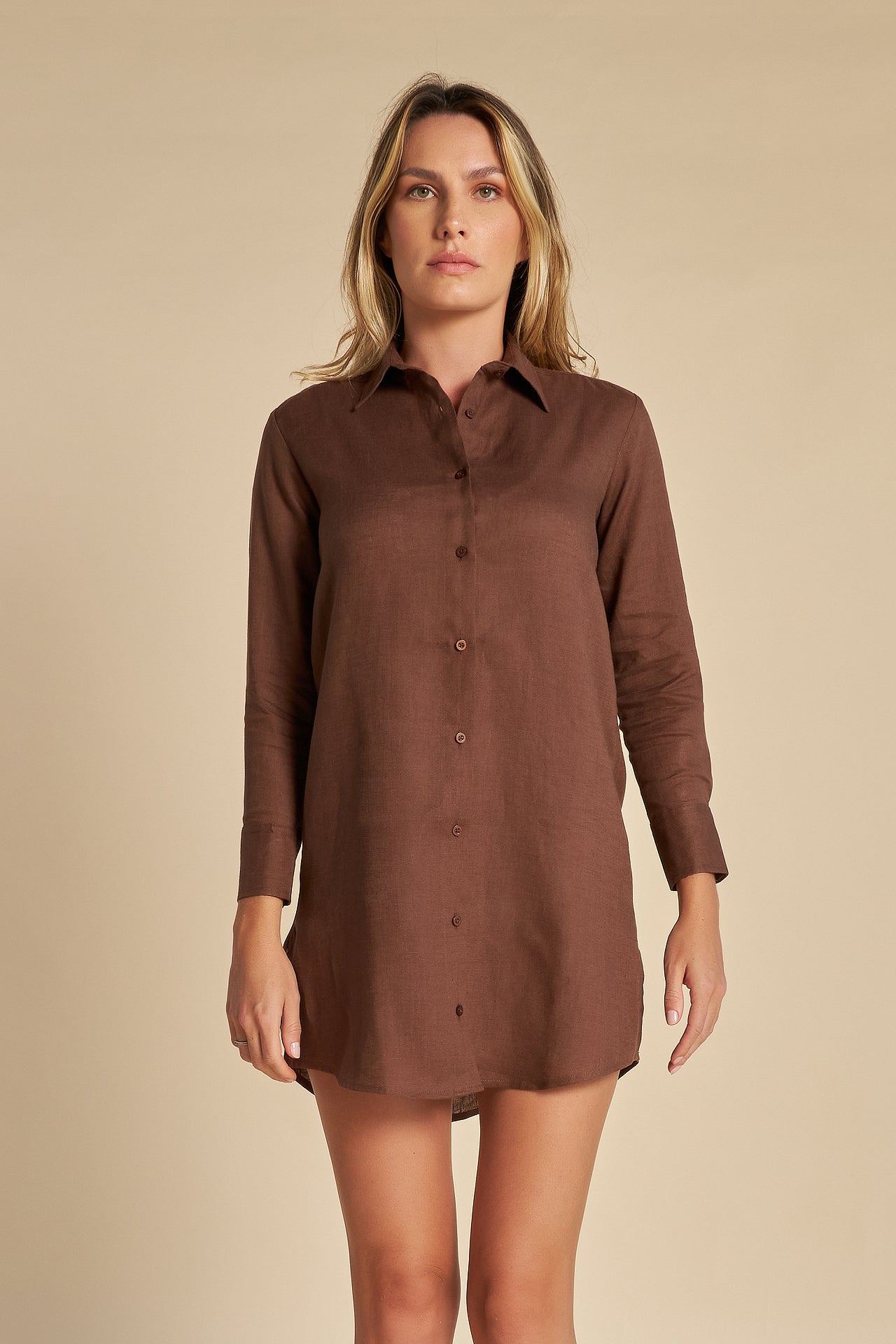 Chemise Linho Marrom