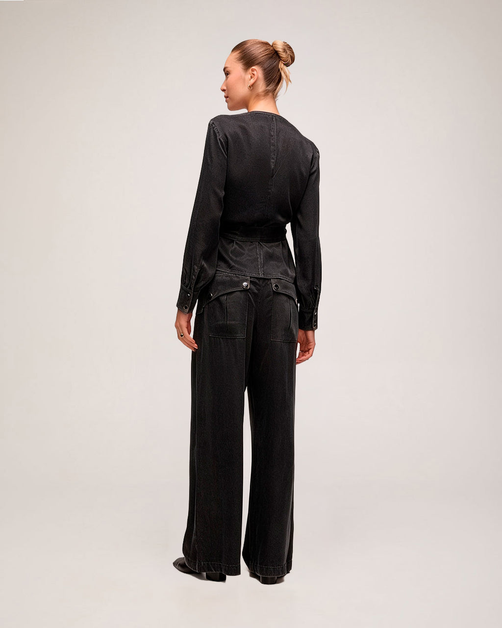 Calça Em Cupro Washed - Preto