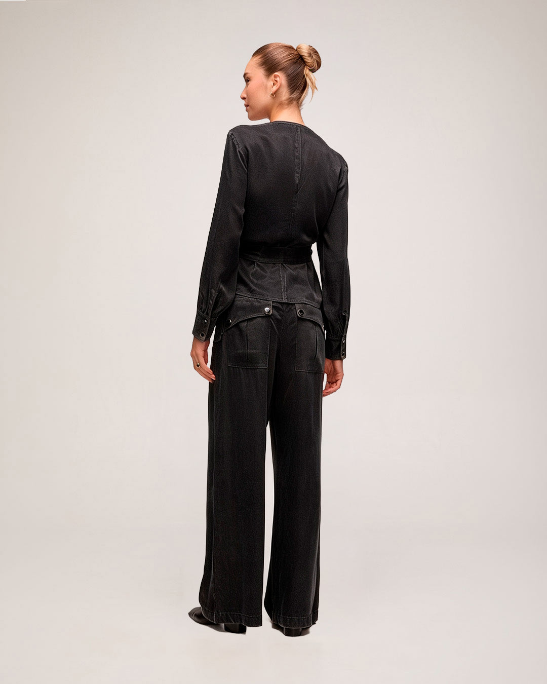 Calça Em Cupro Washed - Preto