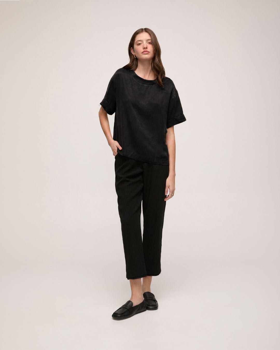 Blusa em Cupro Washed - Preto