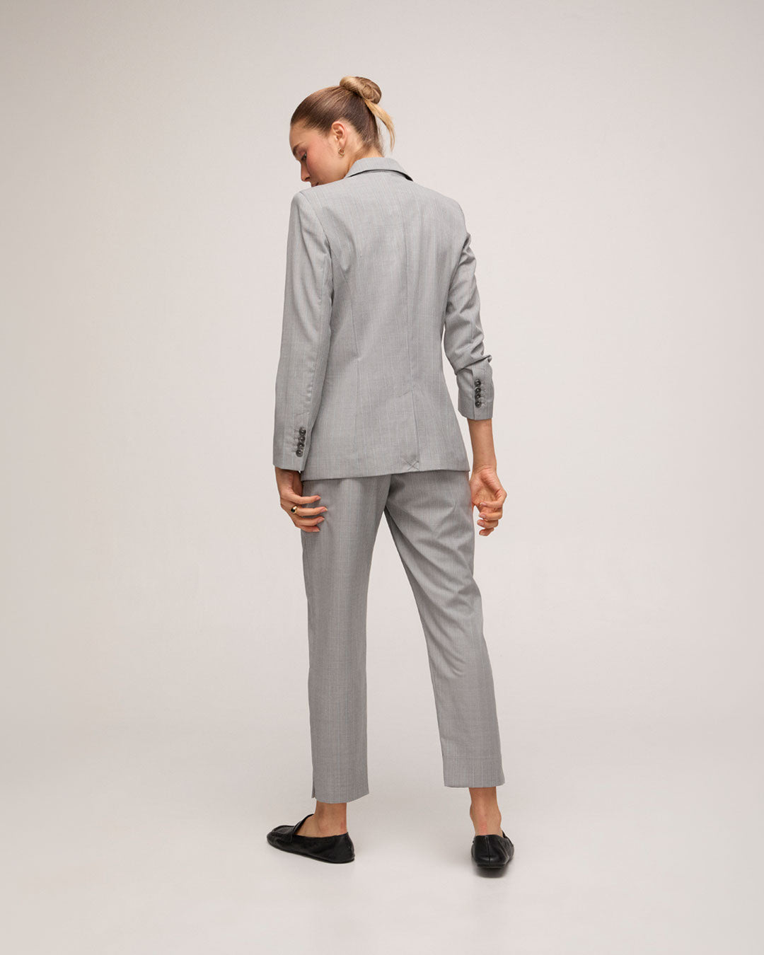 Blazer Lã Risca de Giz - Cinza Claro