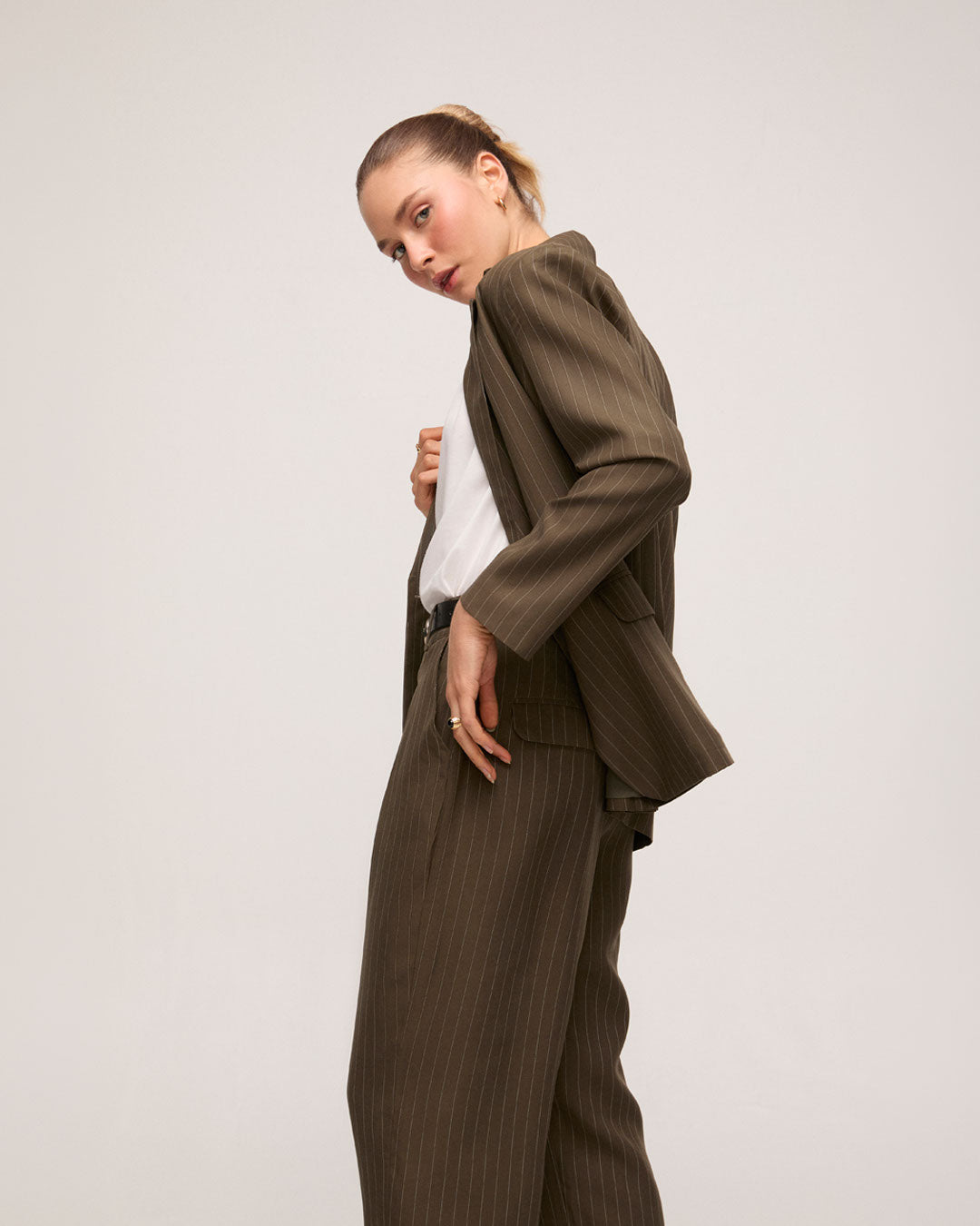 Blazer Risca De Giz - Marrom