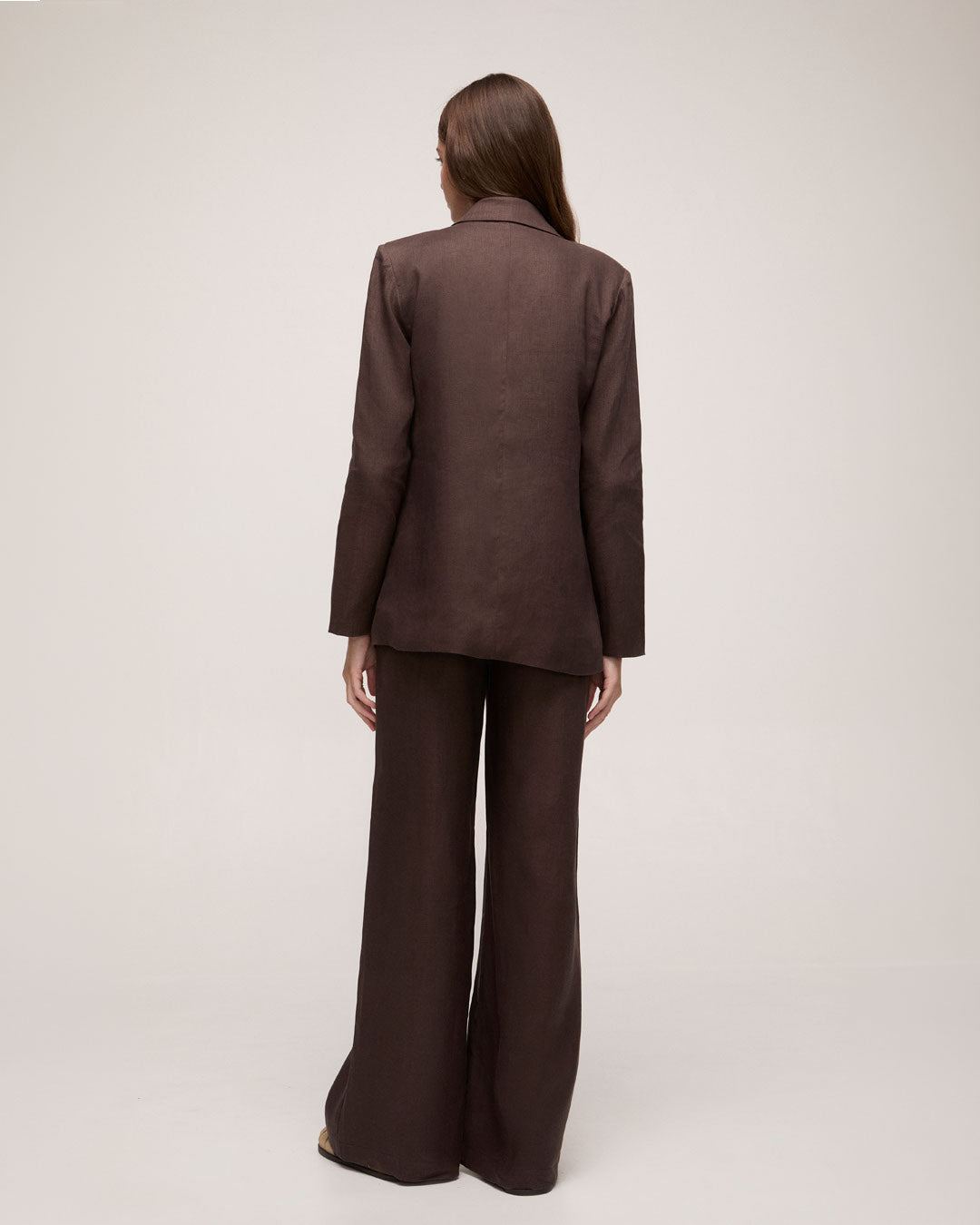 Blazer Em Linho Natural - Marrom