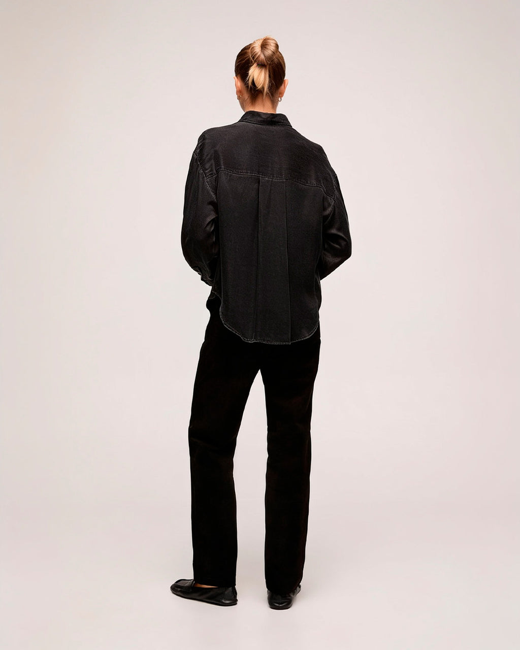 Camisa em Cupro Washed - Preto