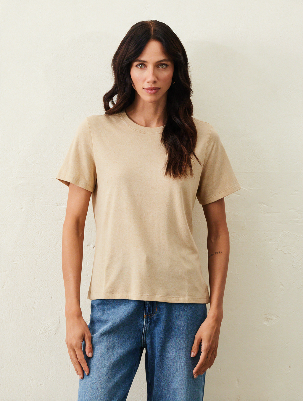 Camiseta De Malha Pima - Bege