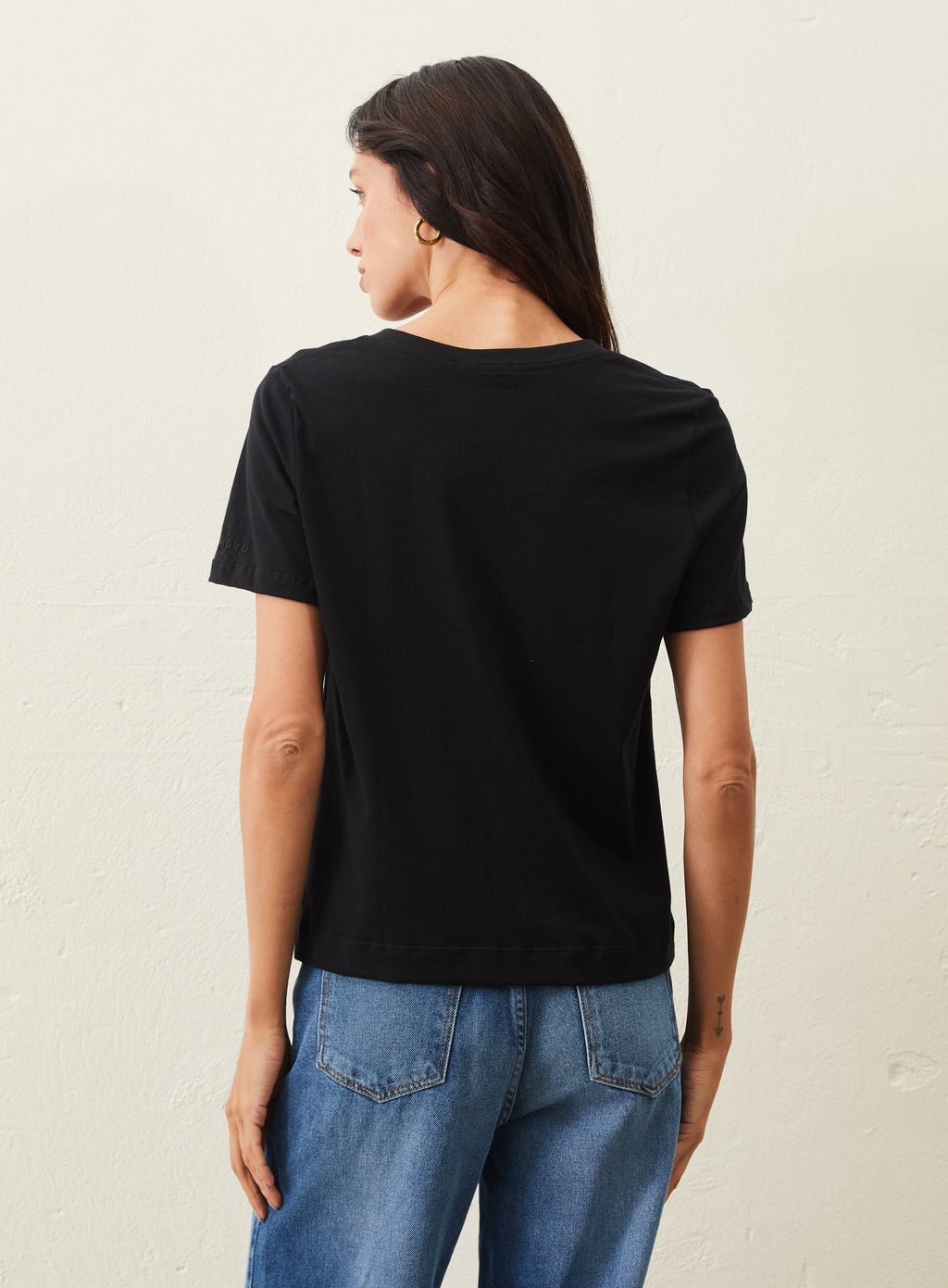 Camiseta De Malha Pima Gola V - Preto