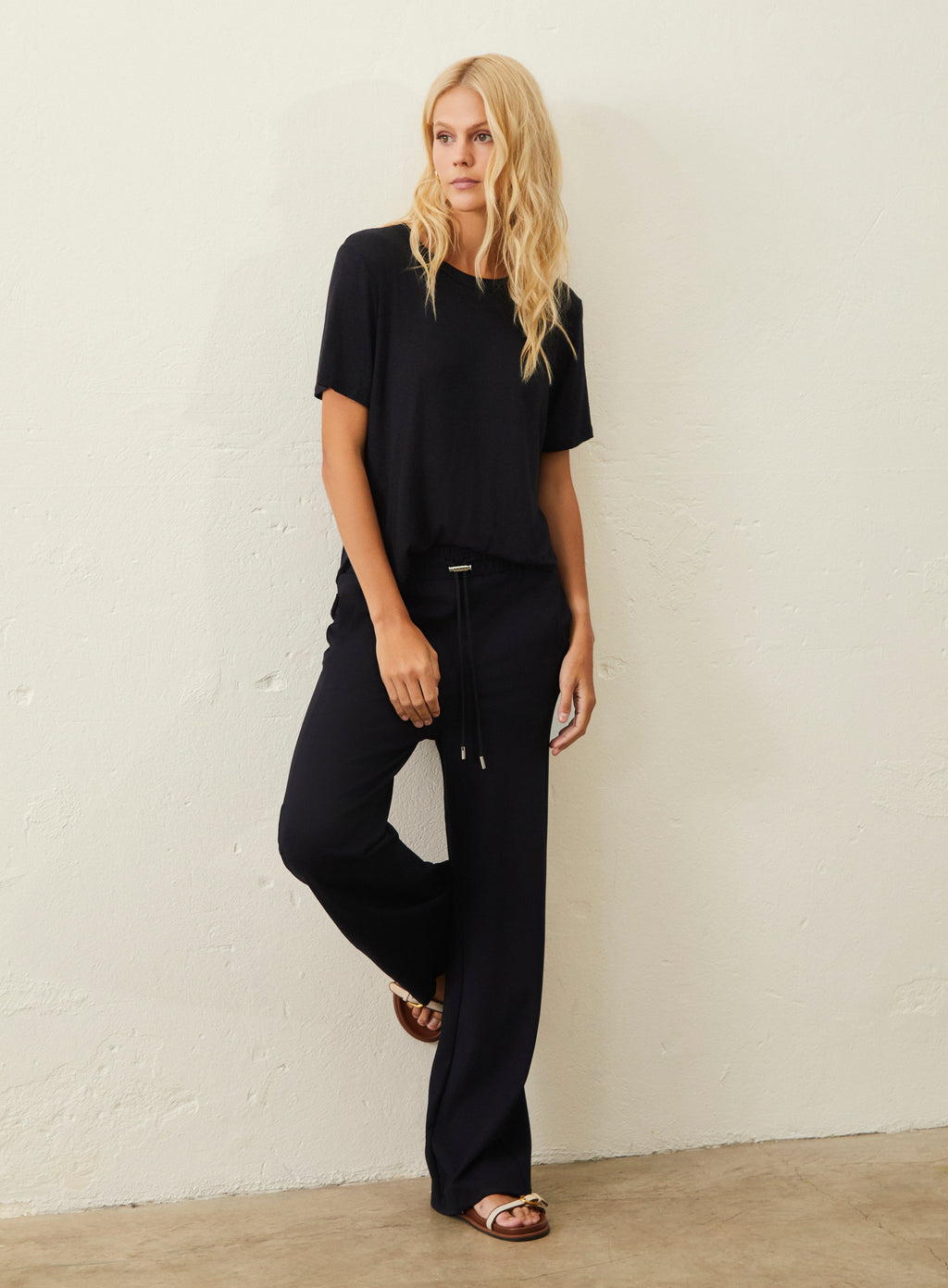 Camiseta De Linho E Viscose - Preto