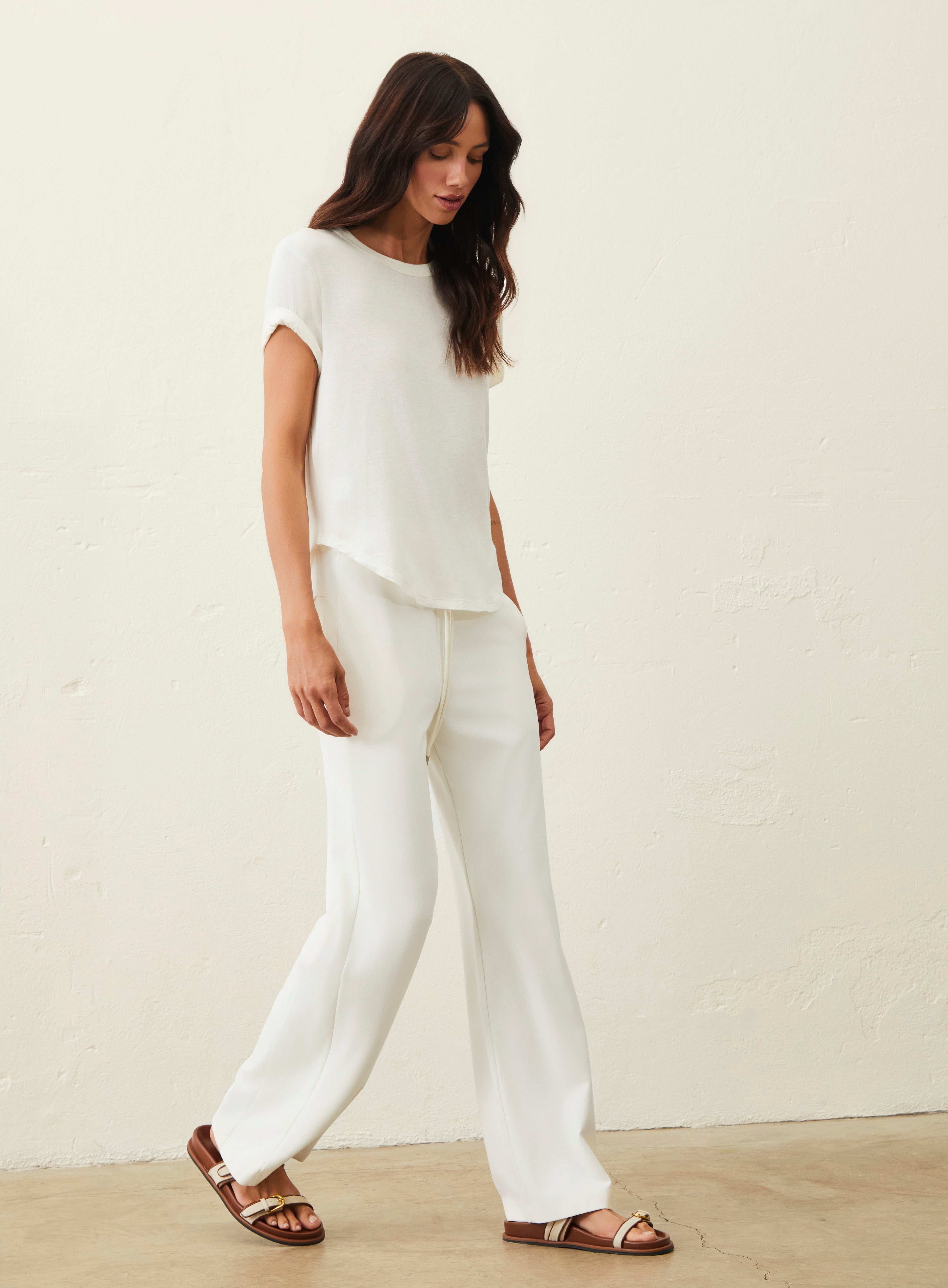 Camiseta De Linho E Viscose - Off-White