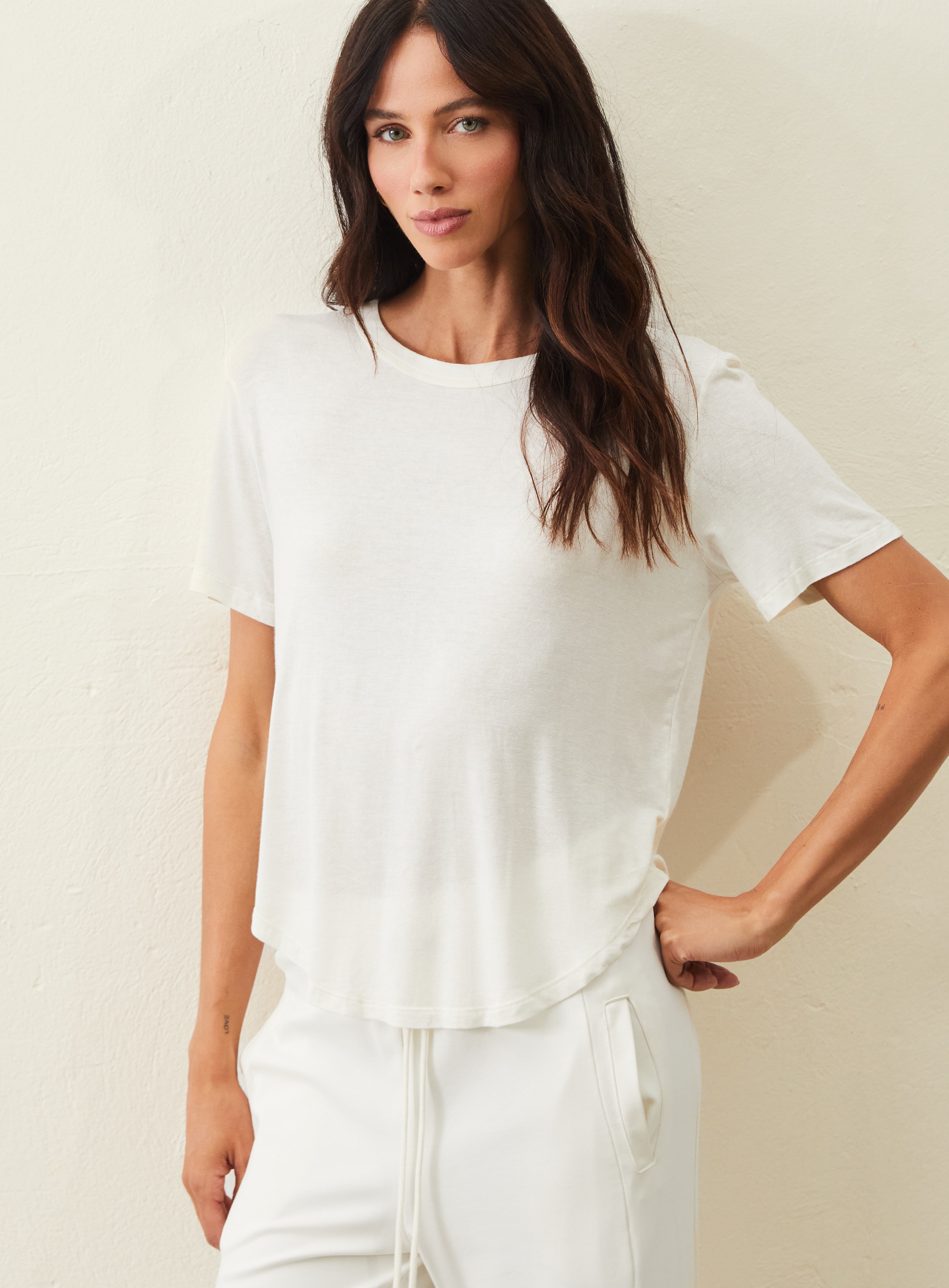 Camiseta De Linho E Viscose - Off-White