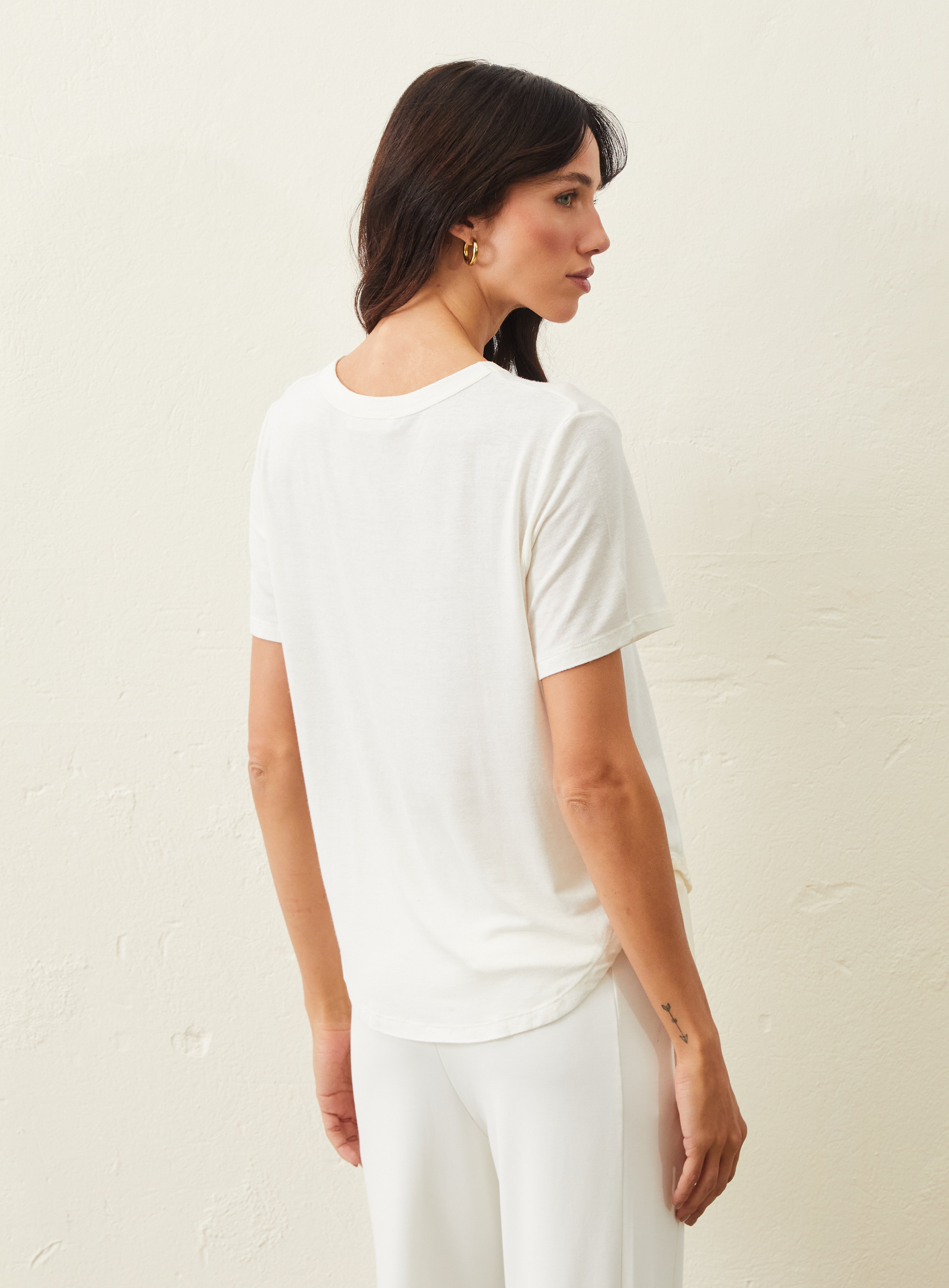 Camiseta De Linho E Viscose - Off-White