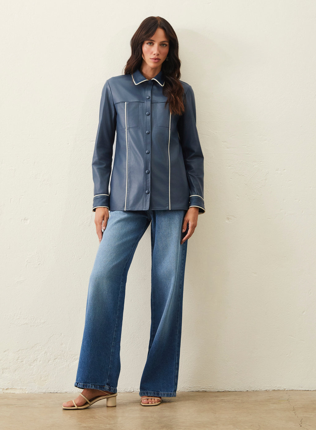 Camisa De Couro Filete - Azul