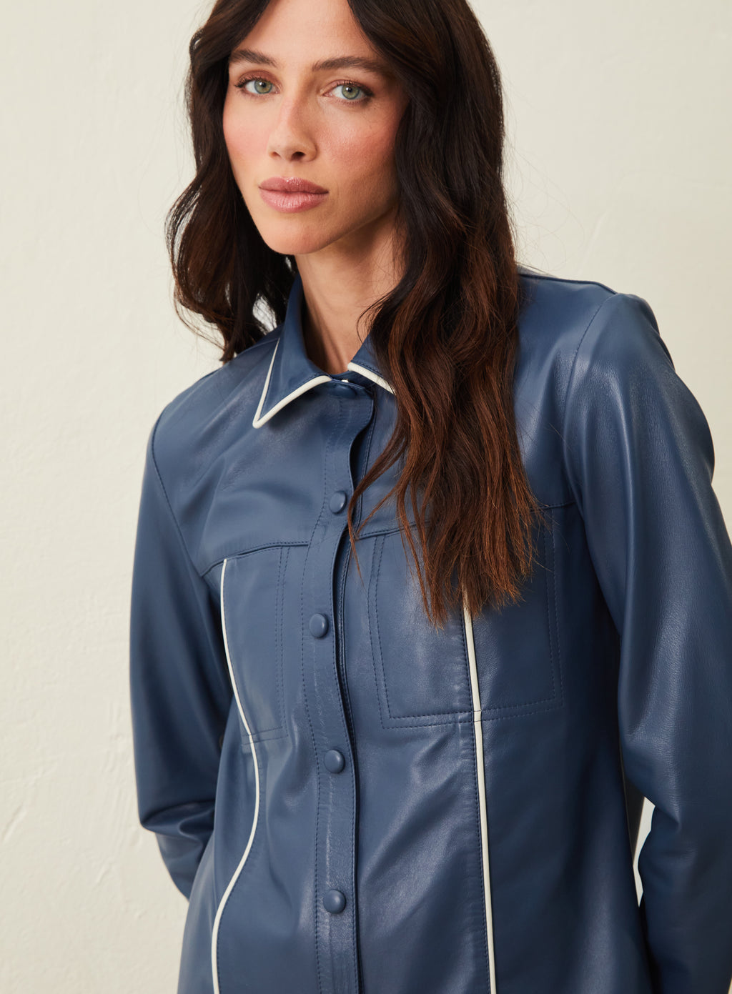 Camisa De Couro Filete - Azul