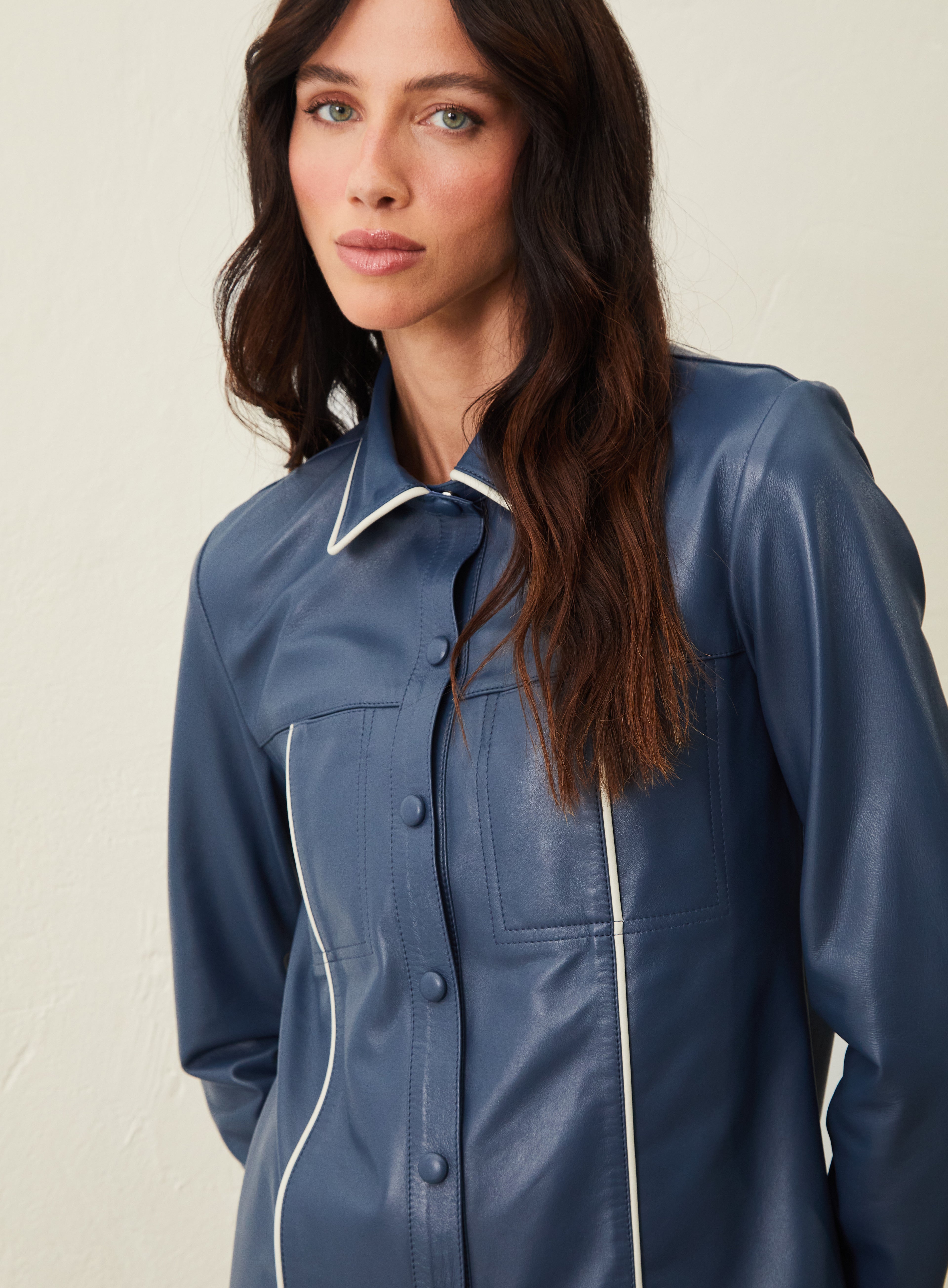 Camisa De Couro Filete - Azul