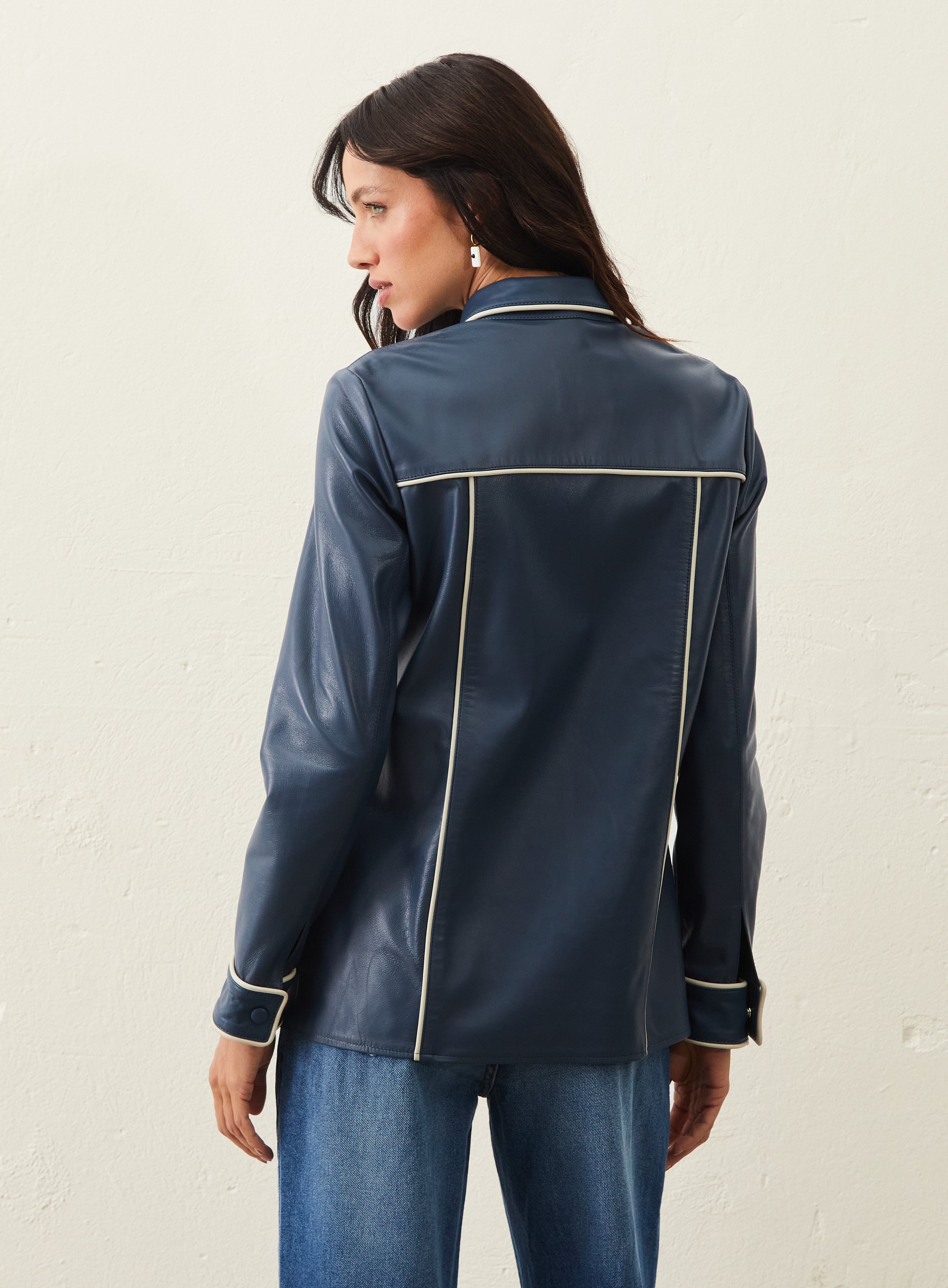 Camisa De Couro Filete - Azul