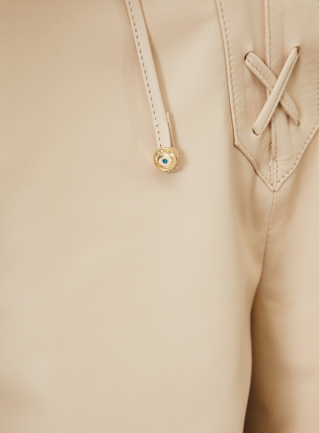 Camisa De Couro Com Amarração - Bege