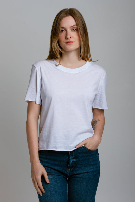 Camiseta Malha Corte Laser Branco Sereno