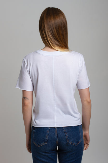 Camiseta Malha Corte Laser Branco Sereno