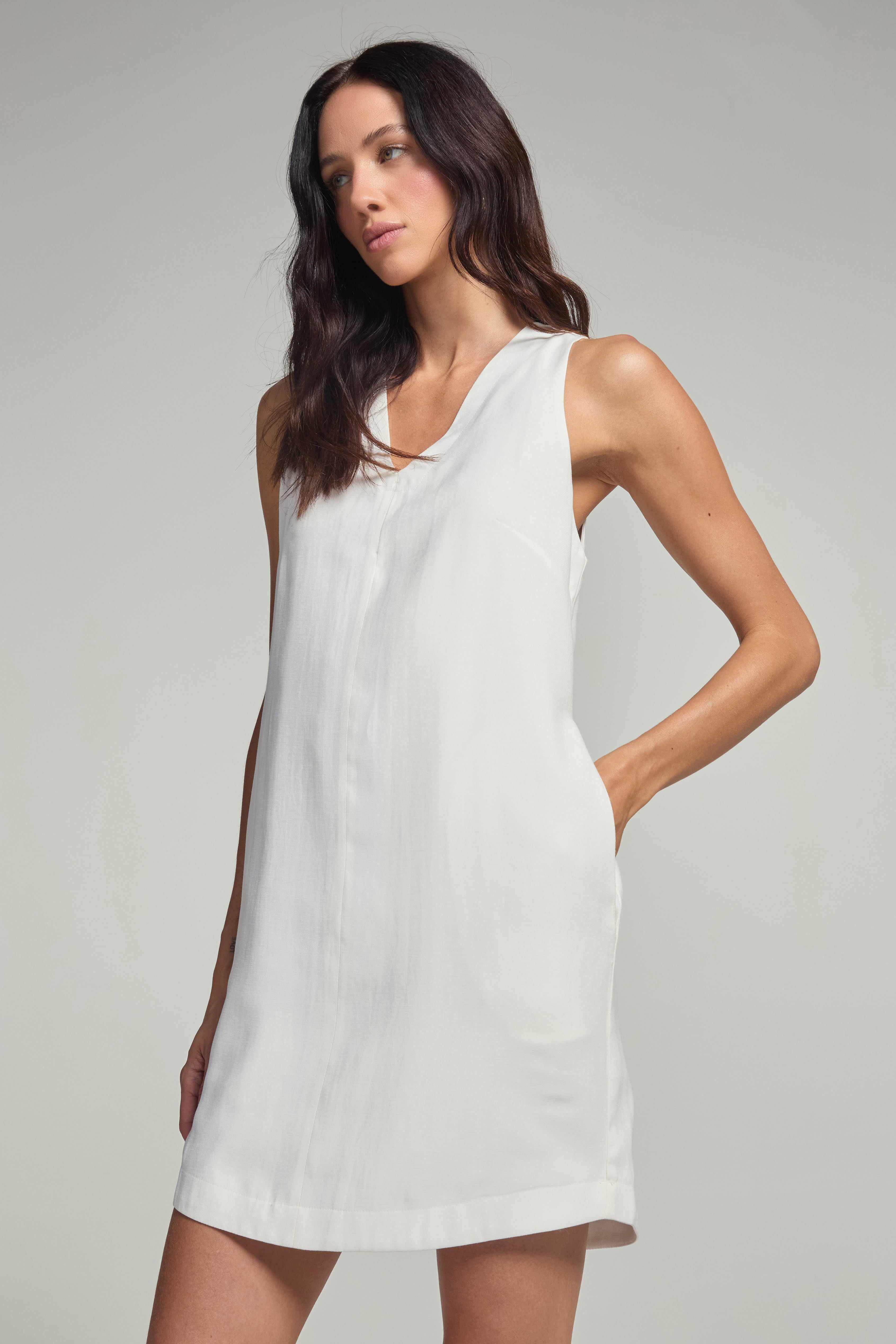 Vestido em alfaiataria - Off White