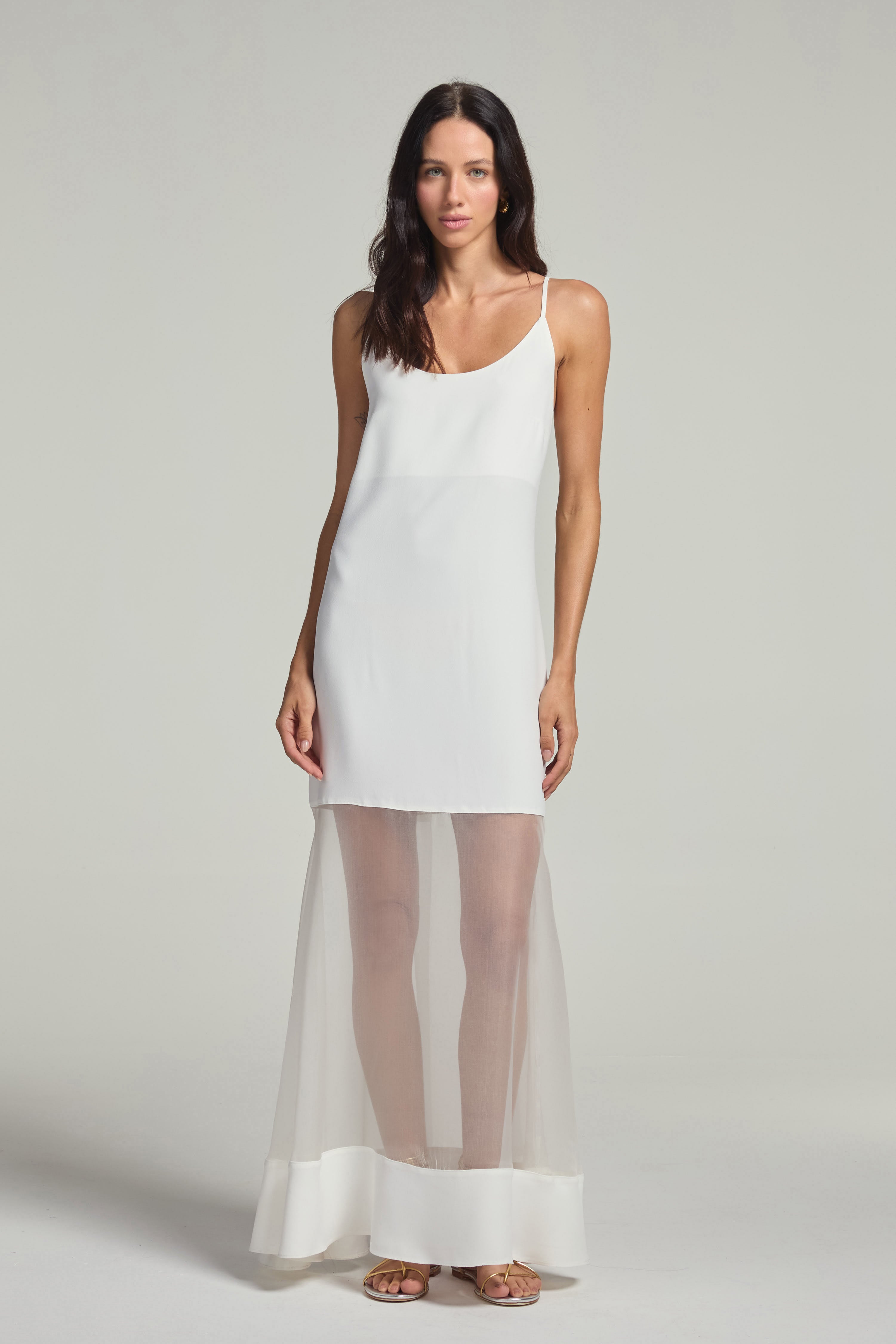 Vestido em crepe - Off White