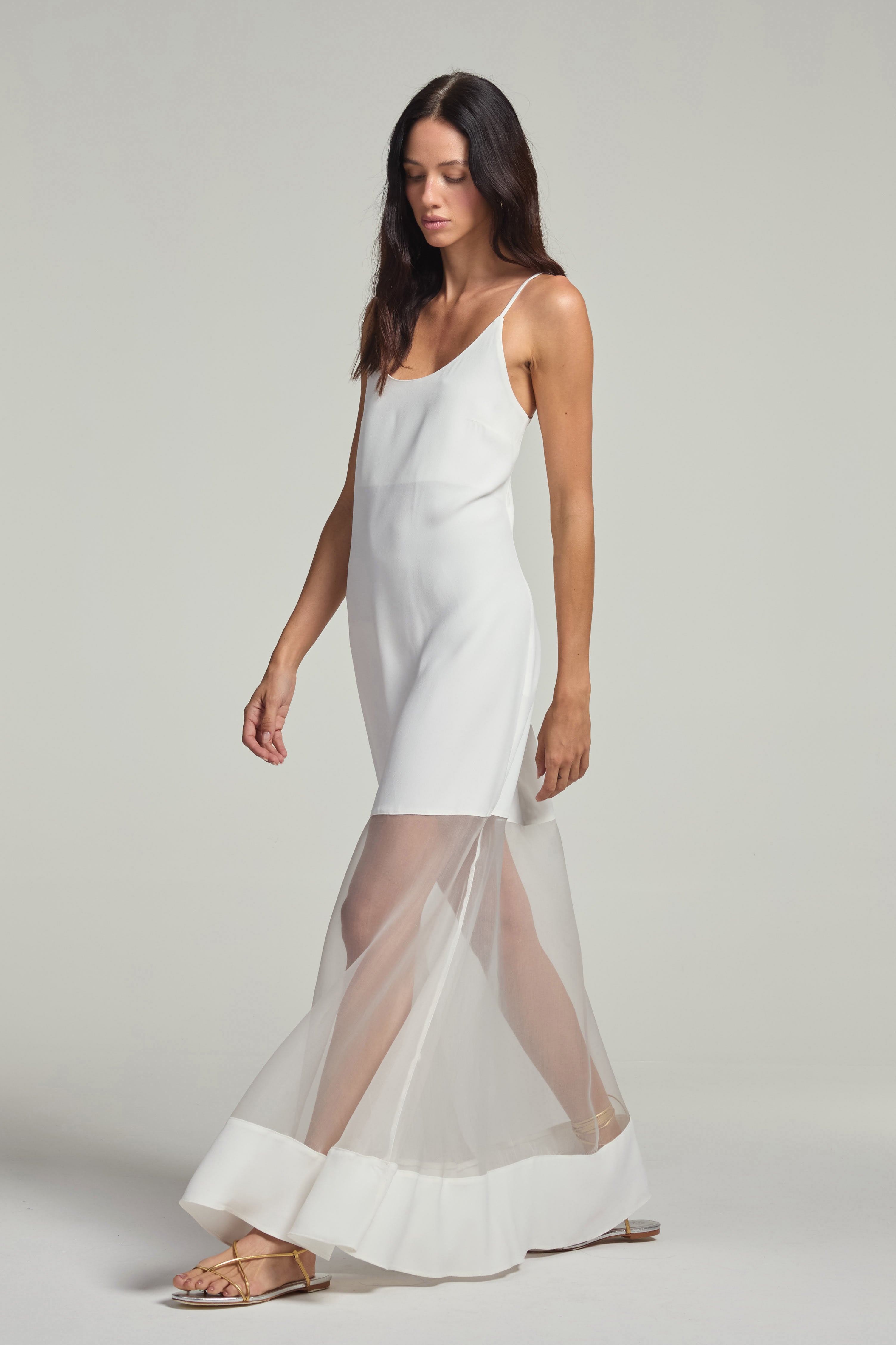 Vestido em crepe - Off White