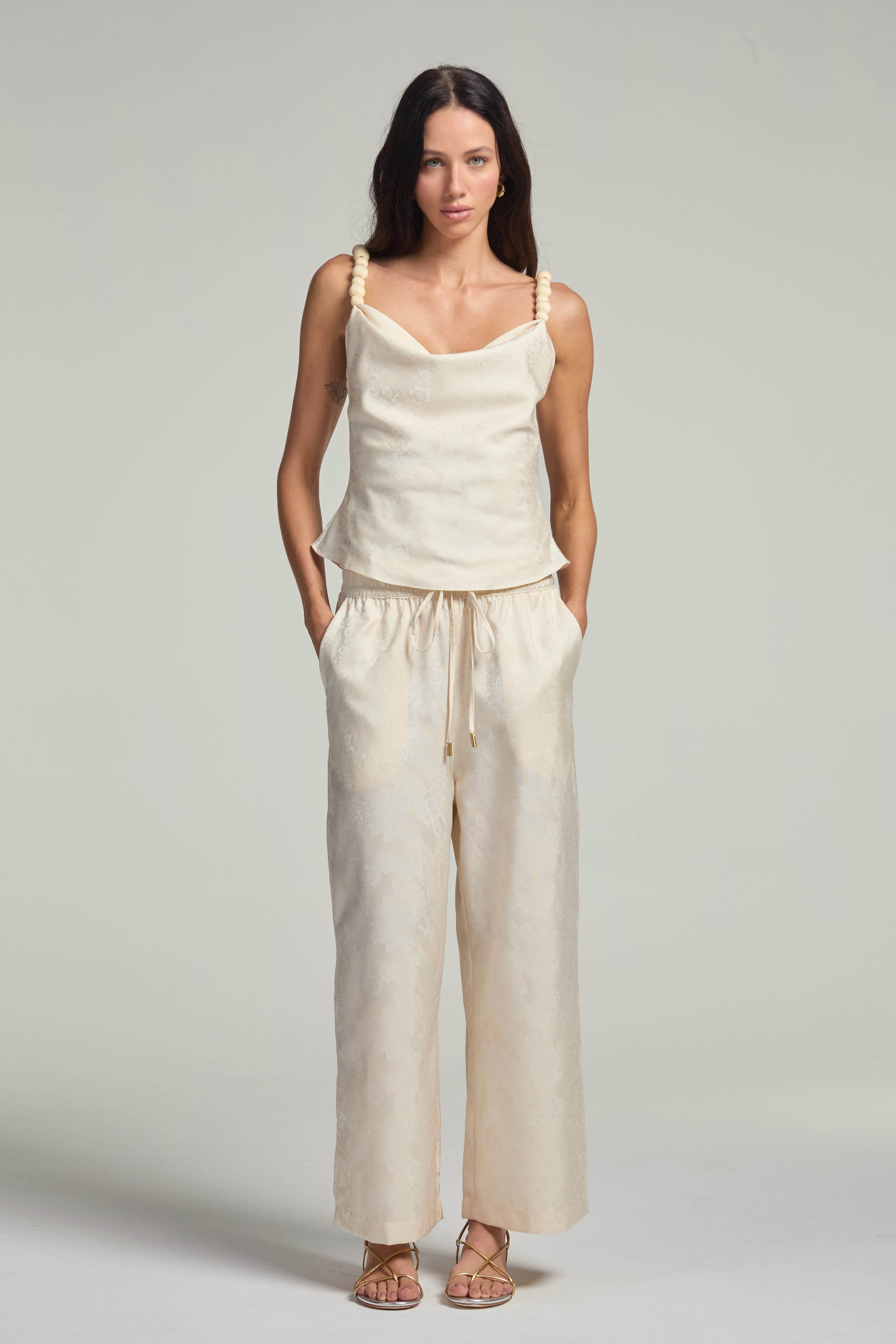 Calça em jacquard - Papel