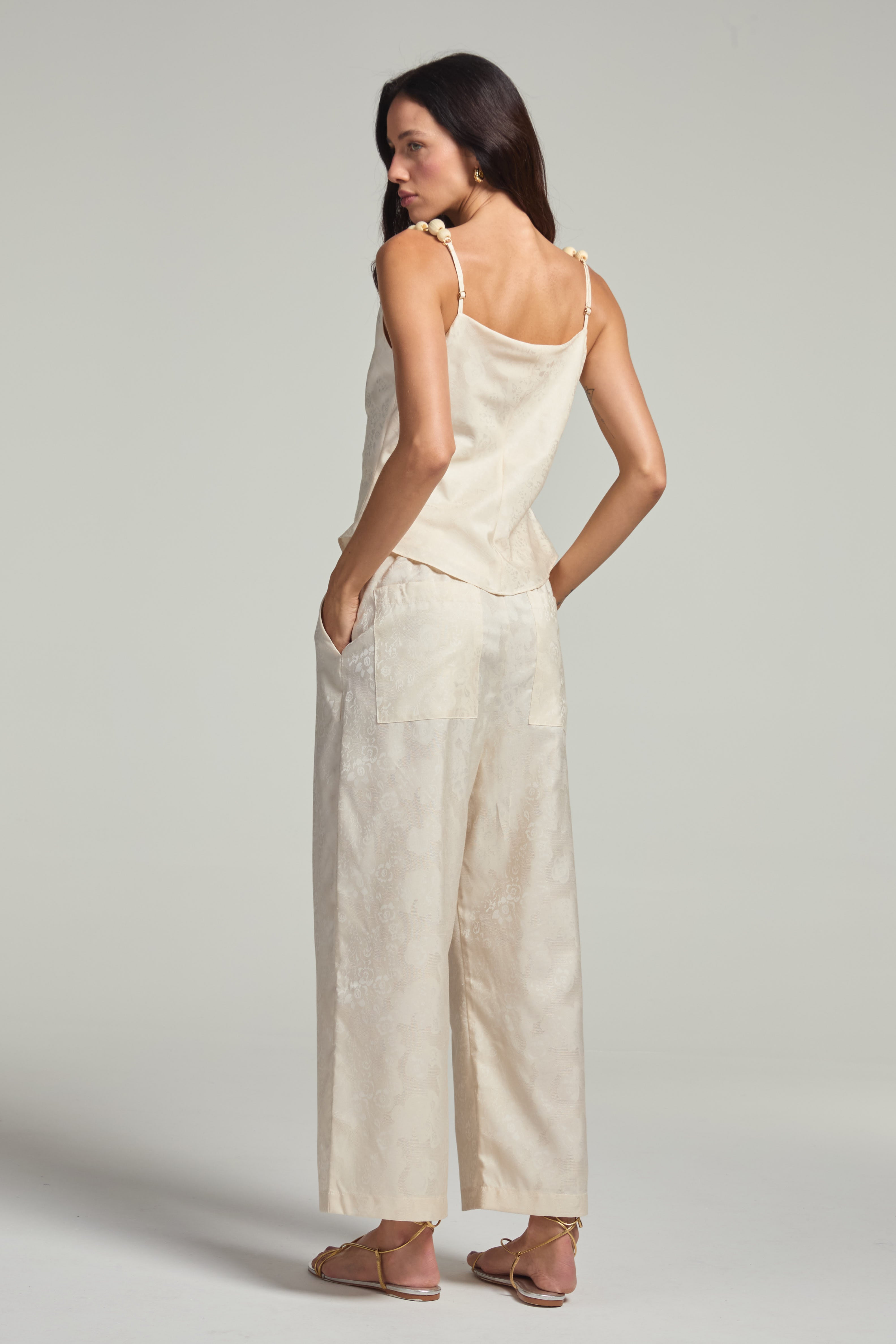 Calça em jacquard - Papel