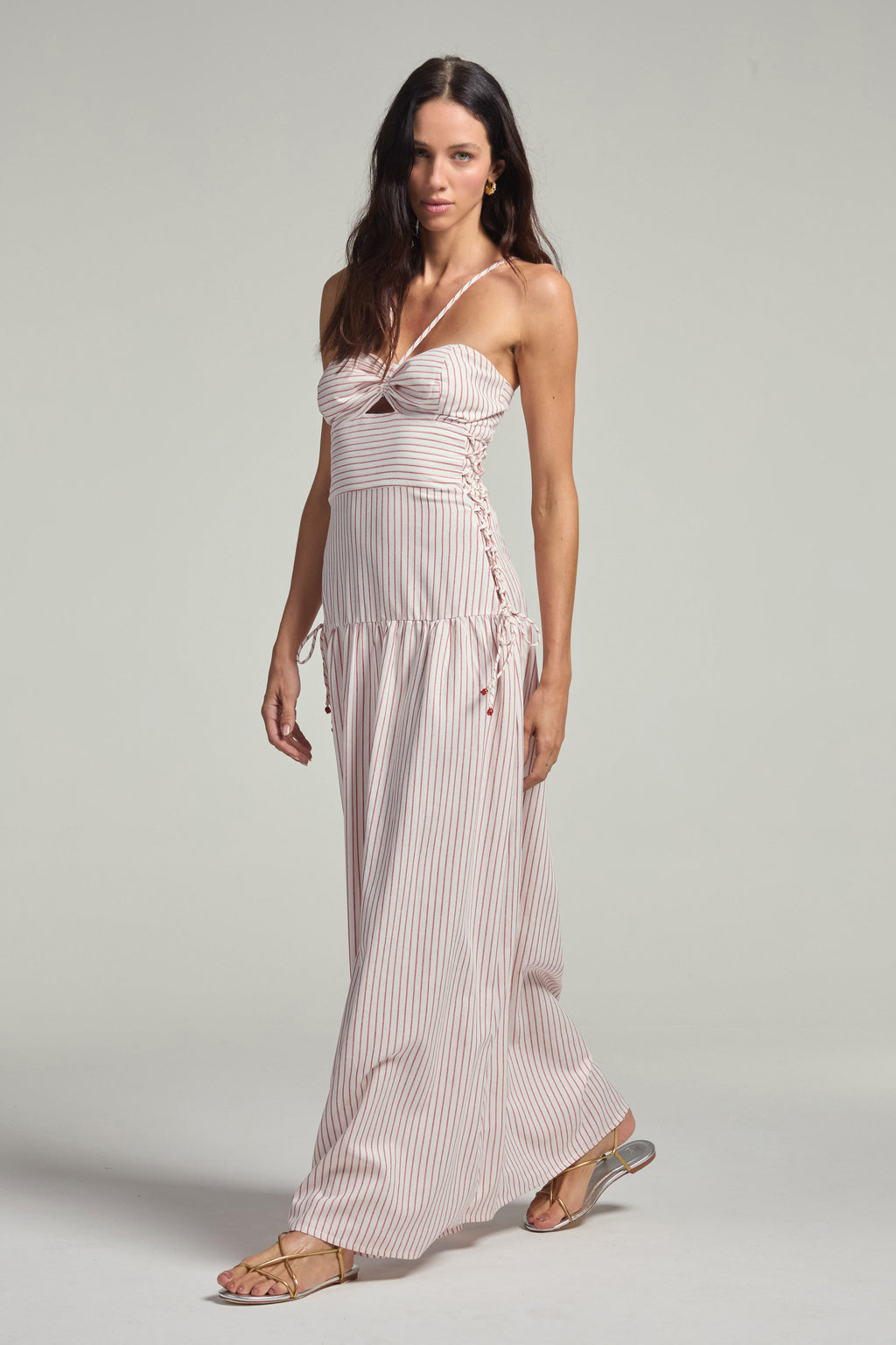 Vestido em linho - Listrado