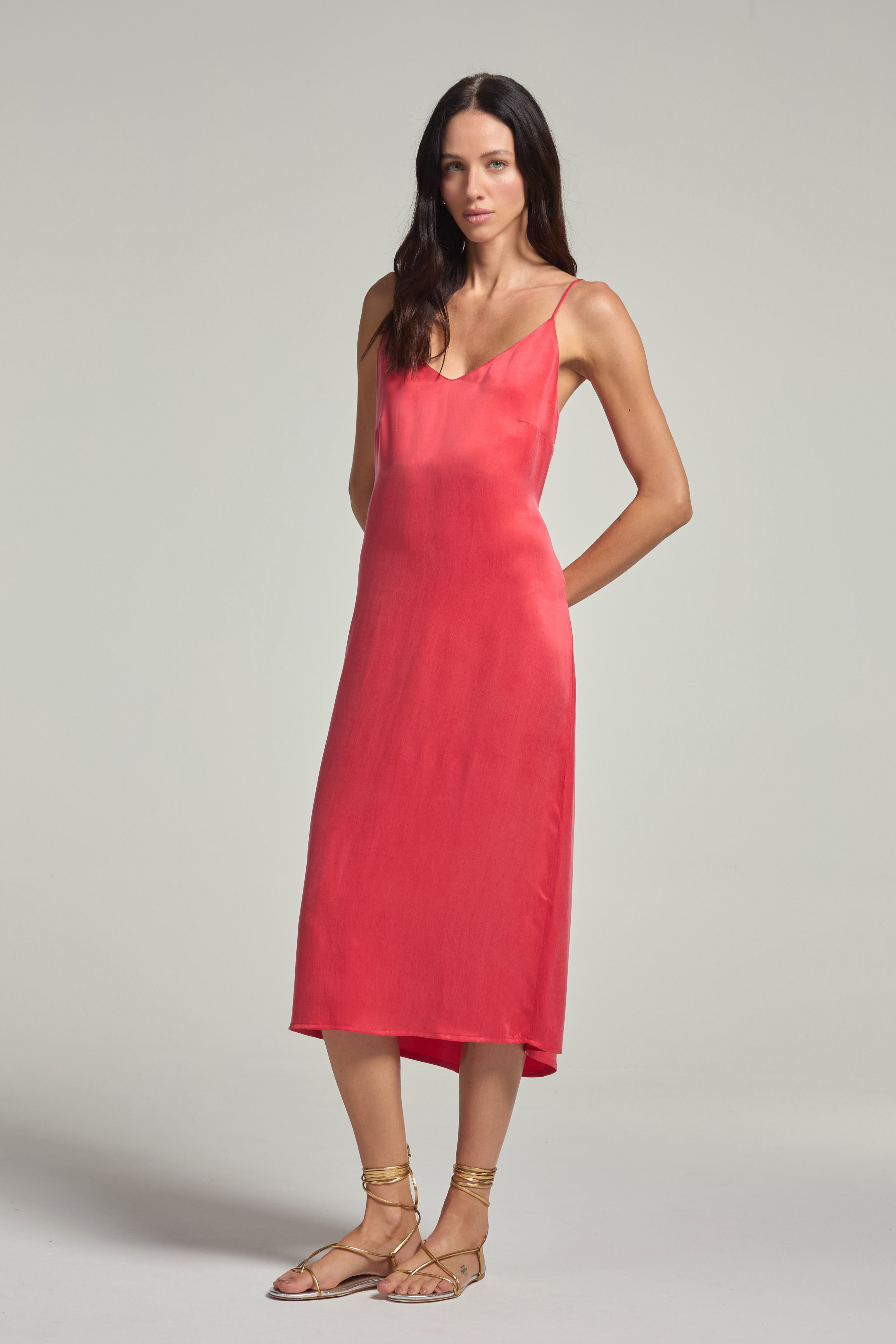 Vestido em cupro - Vermelho