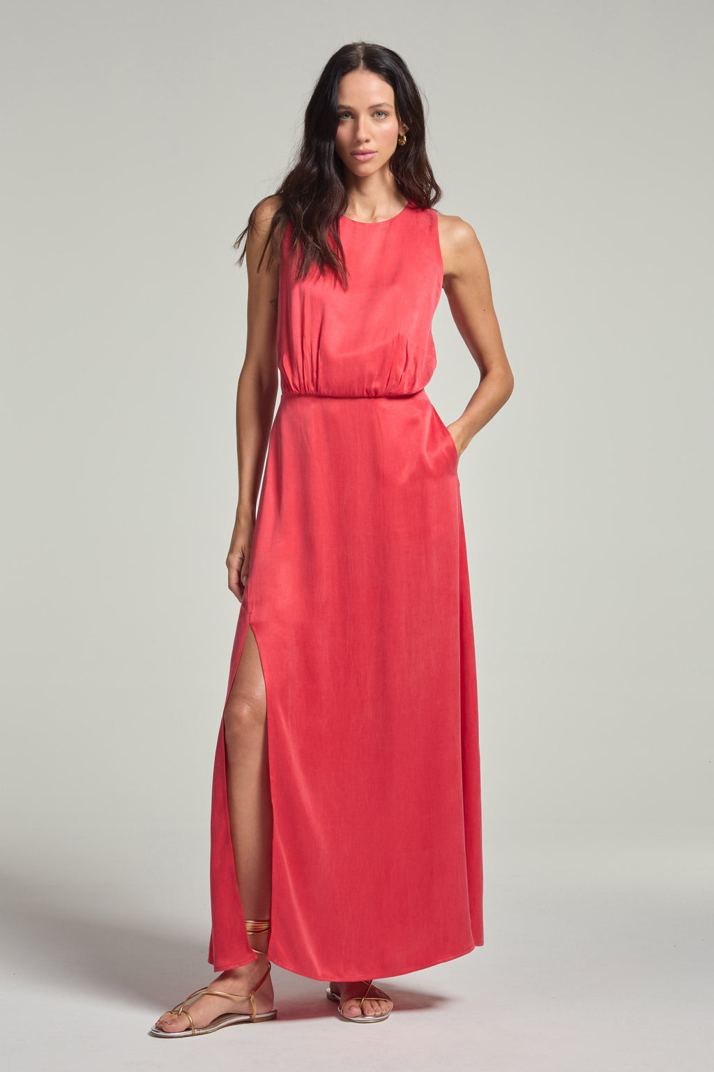 Vestido em cupro - Vermelho