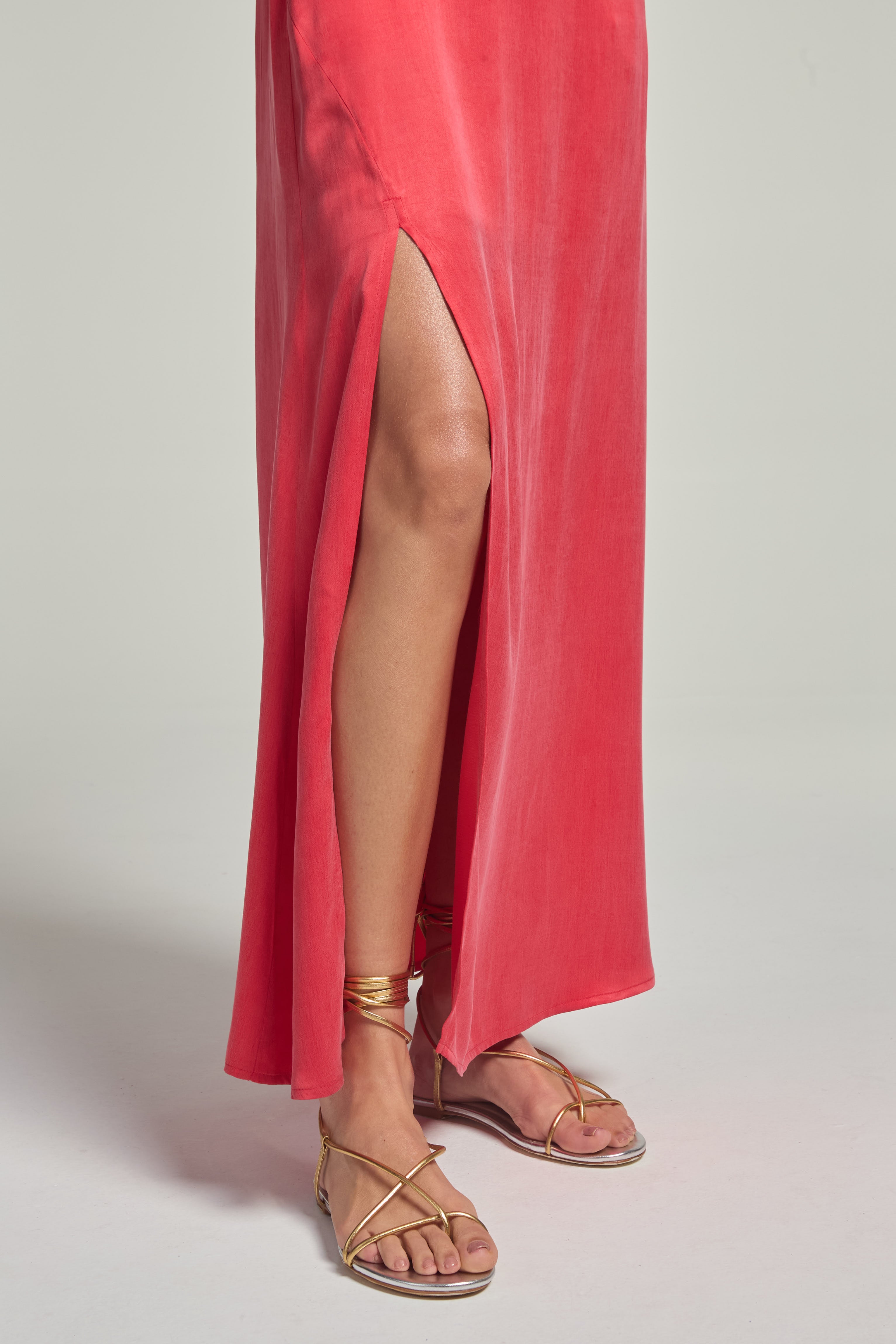 Vestido em cupro - Vermelho