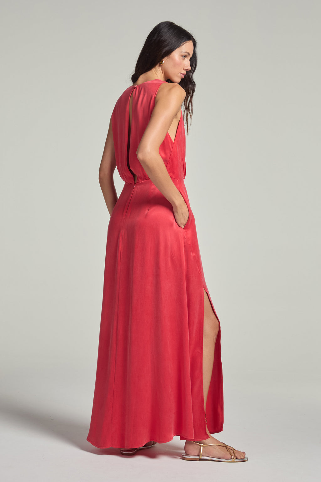 Vestido em cupro - Vermelho